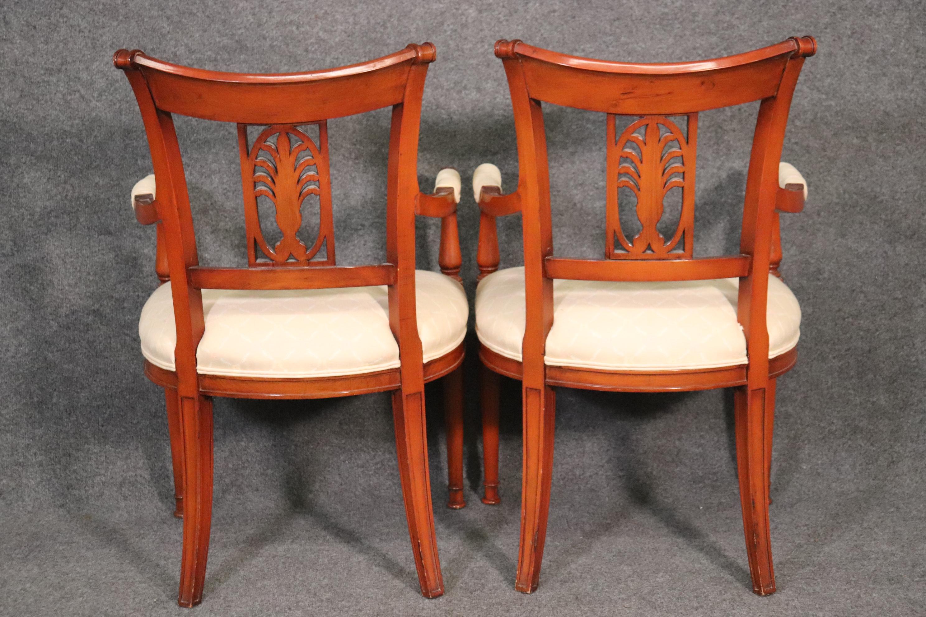 Mid-20th Century Set of 6 French Carved Walnut Regency Dining Chairs Circa 1950 For Sale