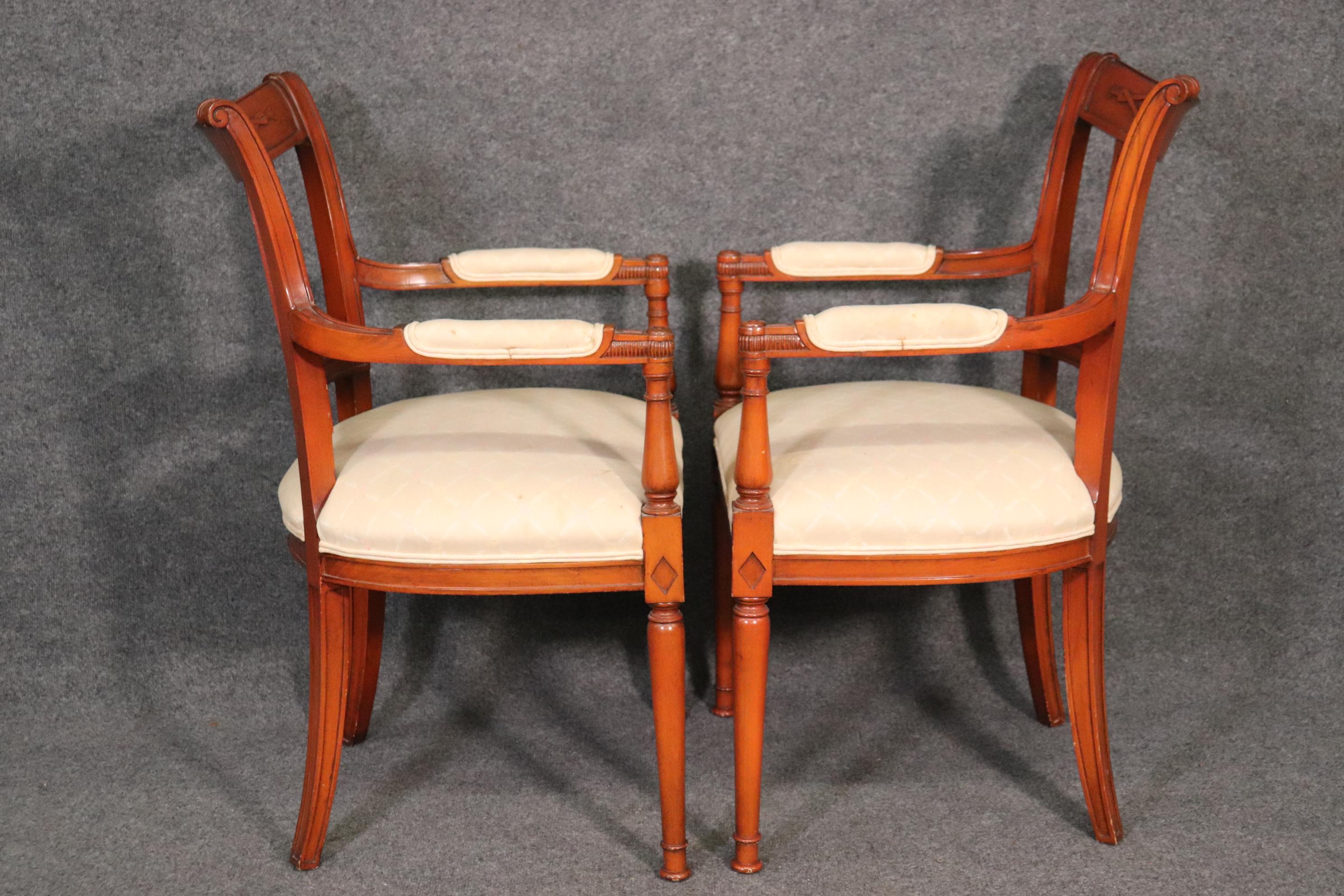 Set of 6 French Carved Walnut Regency Dining Chairs Circa 1950 For Sale 1