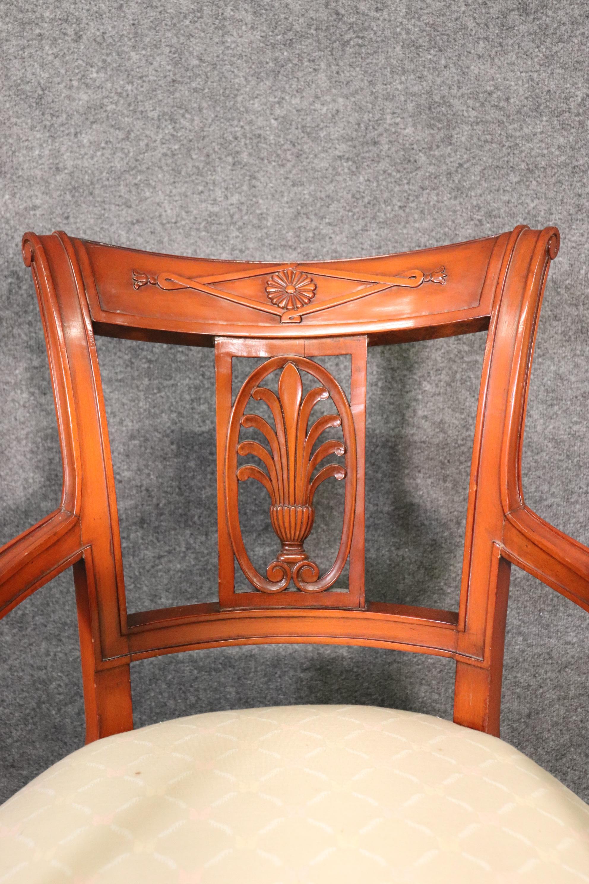 Set of 6 French Carved Walnut Regency Dining Chairs Circa 1950 For Sale 2
