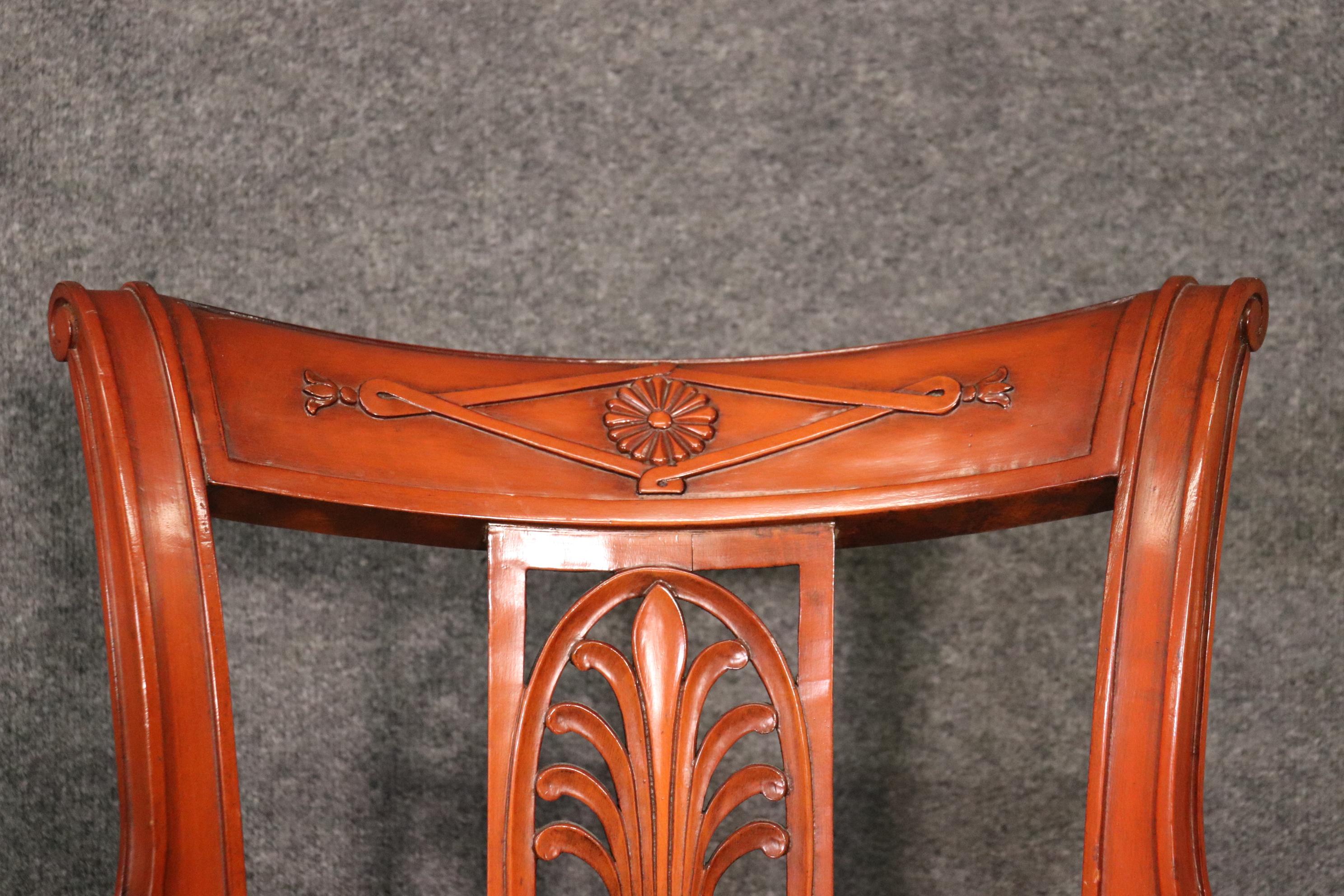 Set of 6 French Carved Walnut Regency Dining Chairs Circa 1950 For Sale 3