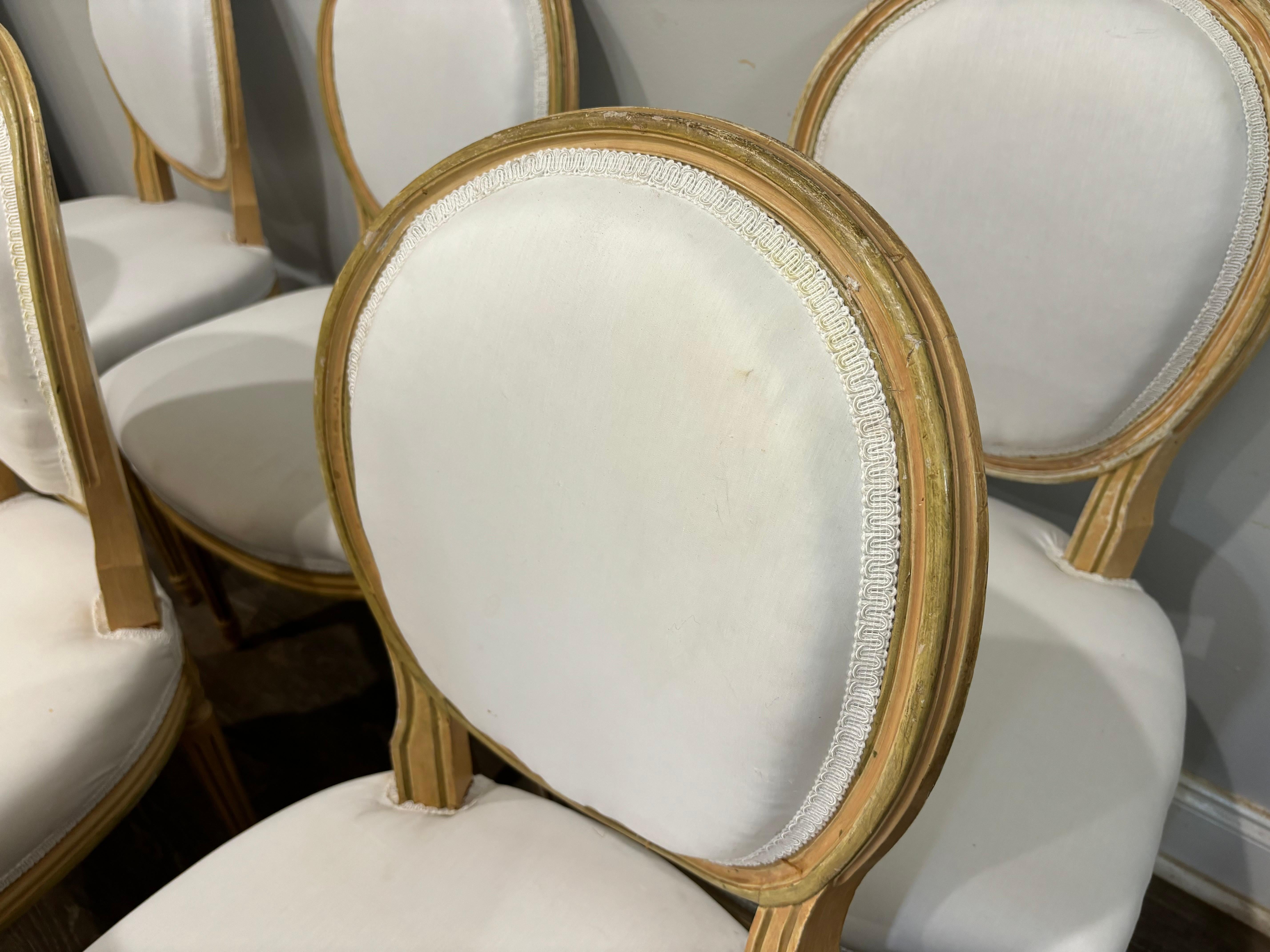 Painted Set of 6 French Chairs & 2 Armchairs For Sale