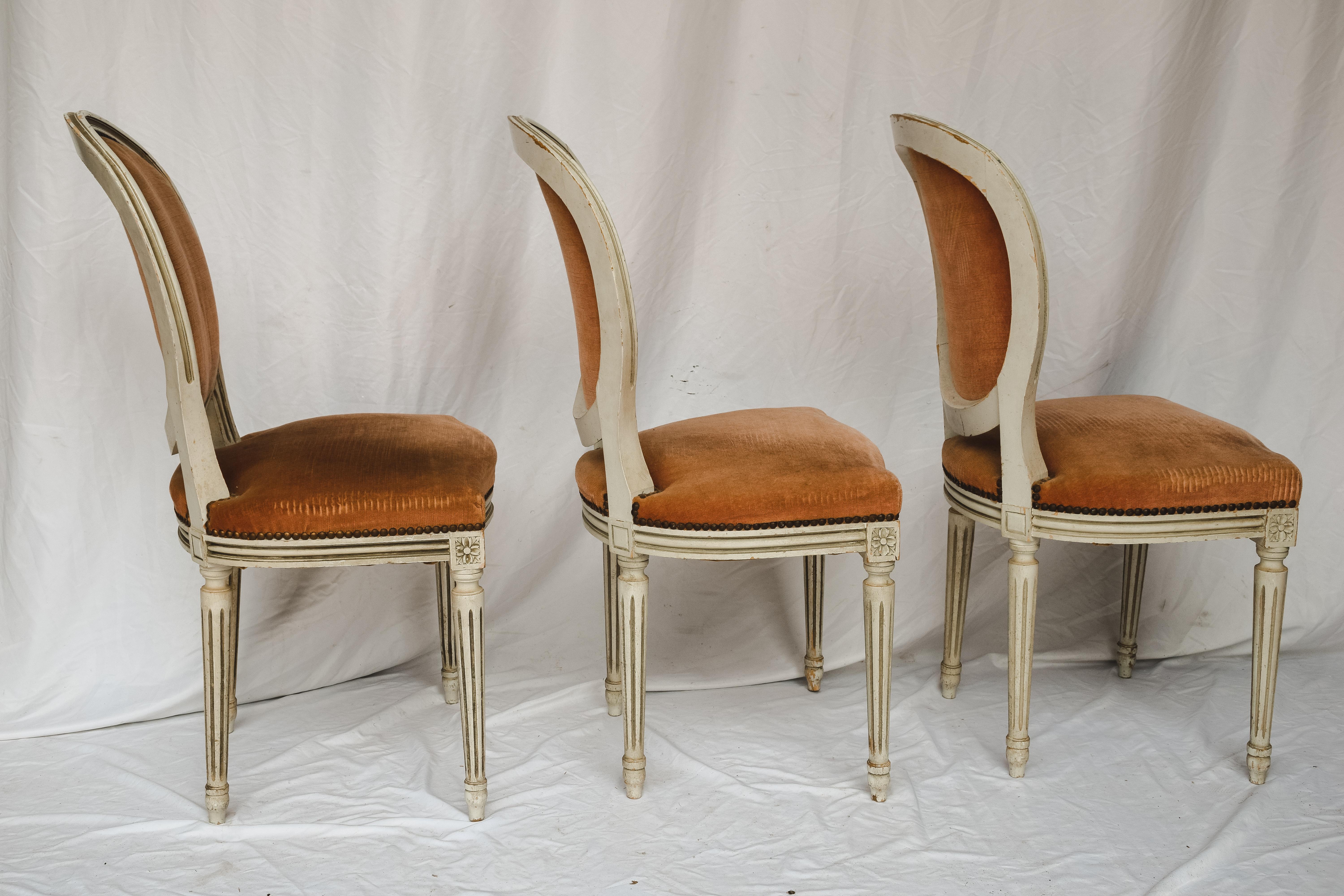 Fabric Set of 6 French Chairs For Sale