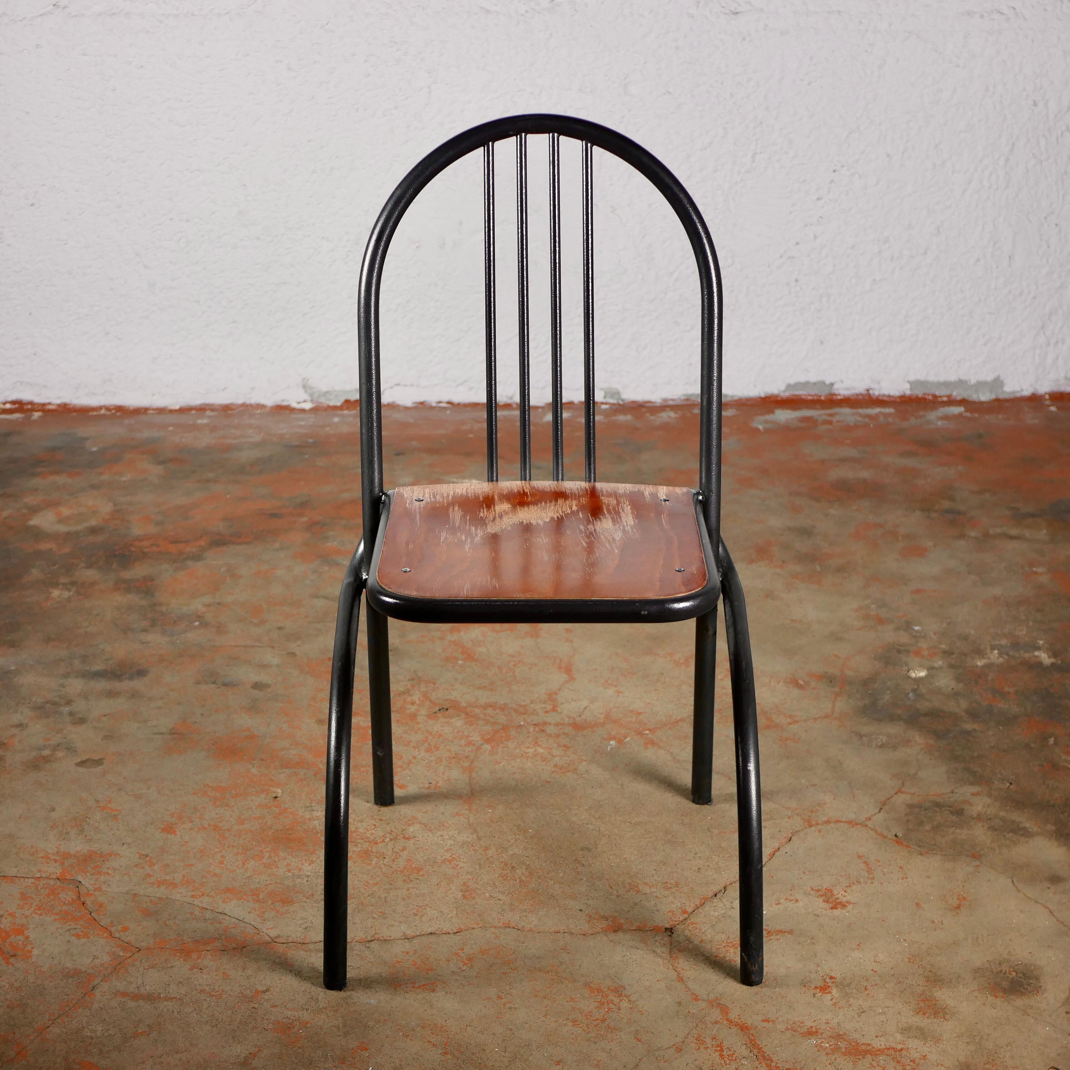 Steel Set of 6 French Chairs in the Style of Mallet-Stevens, 1980s