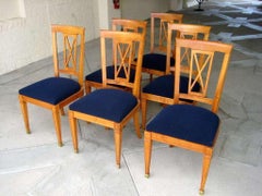 Set of 6 French Cherrywood Dining Chairs Attributed to Baptistin Spade