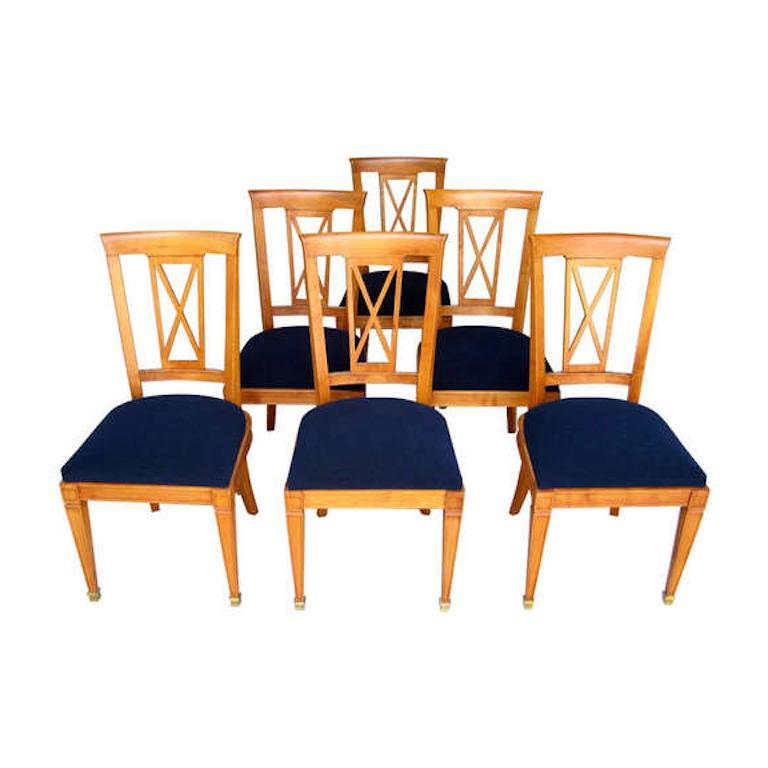 Set of 6 French Cherrywood Dining Chairs Attributed to Baptistin Spade For Sale