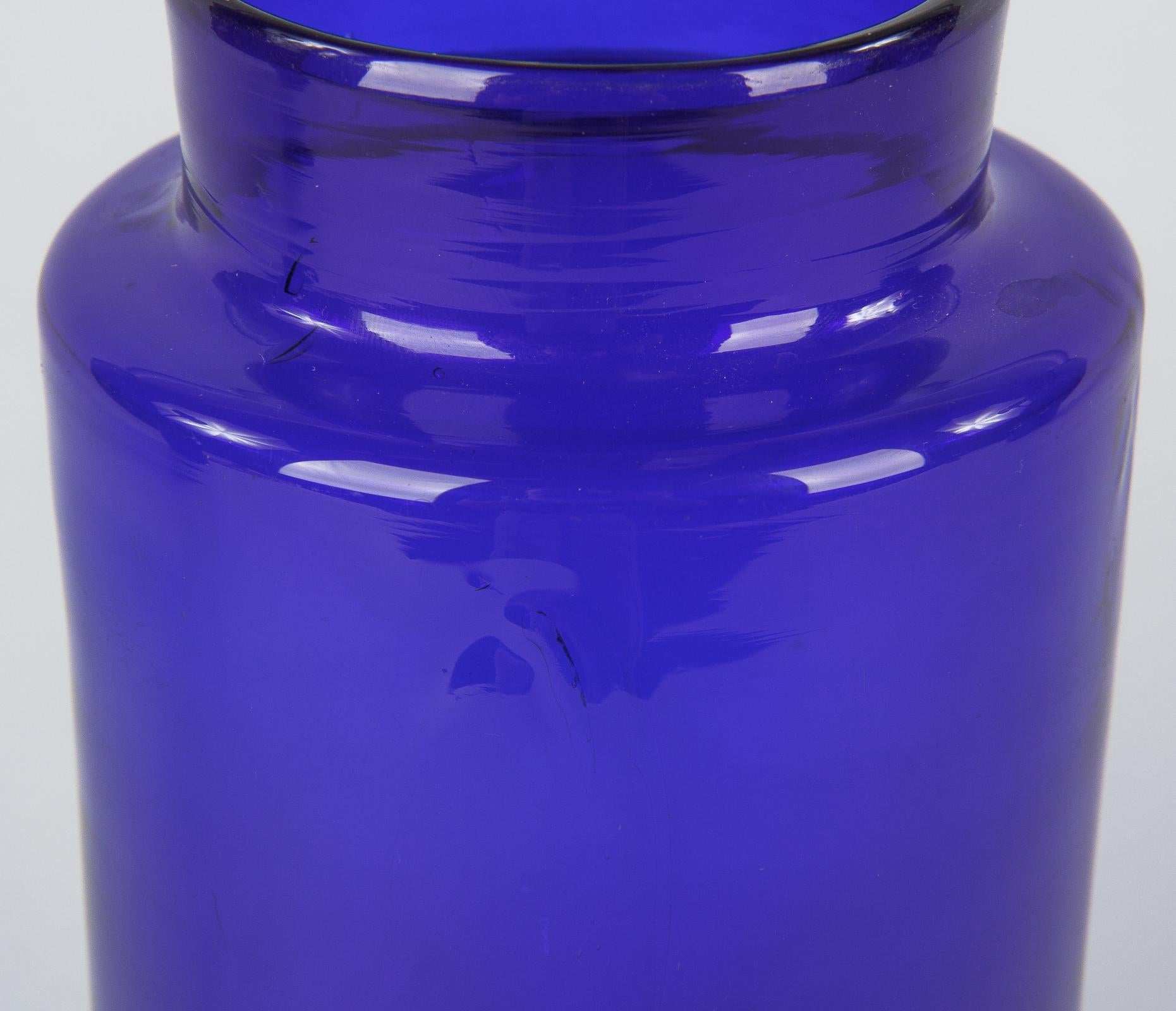 Set of 6 French Cobalt Blue Pharmacy Bottles, 1930s 3