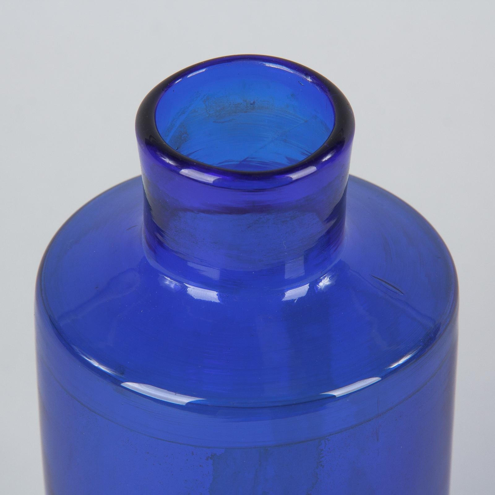 Set of 6 French Cobalt Blue Pharmacy Bottles, 1930s 5