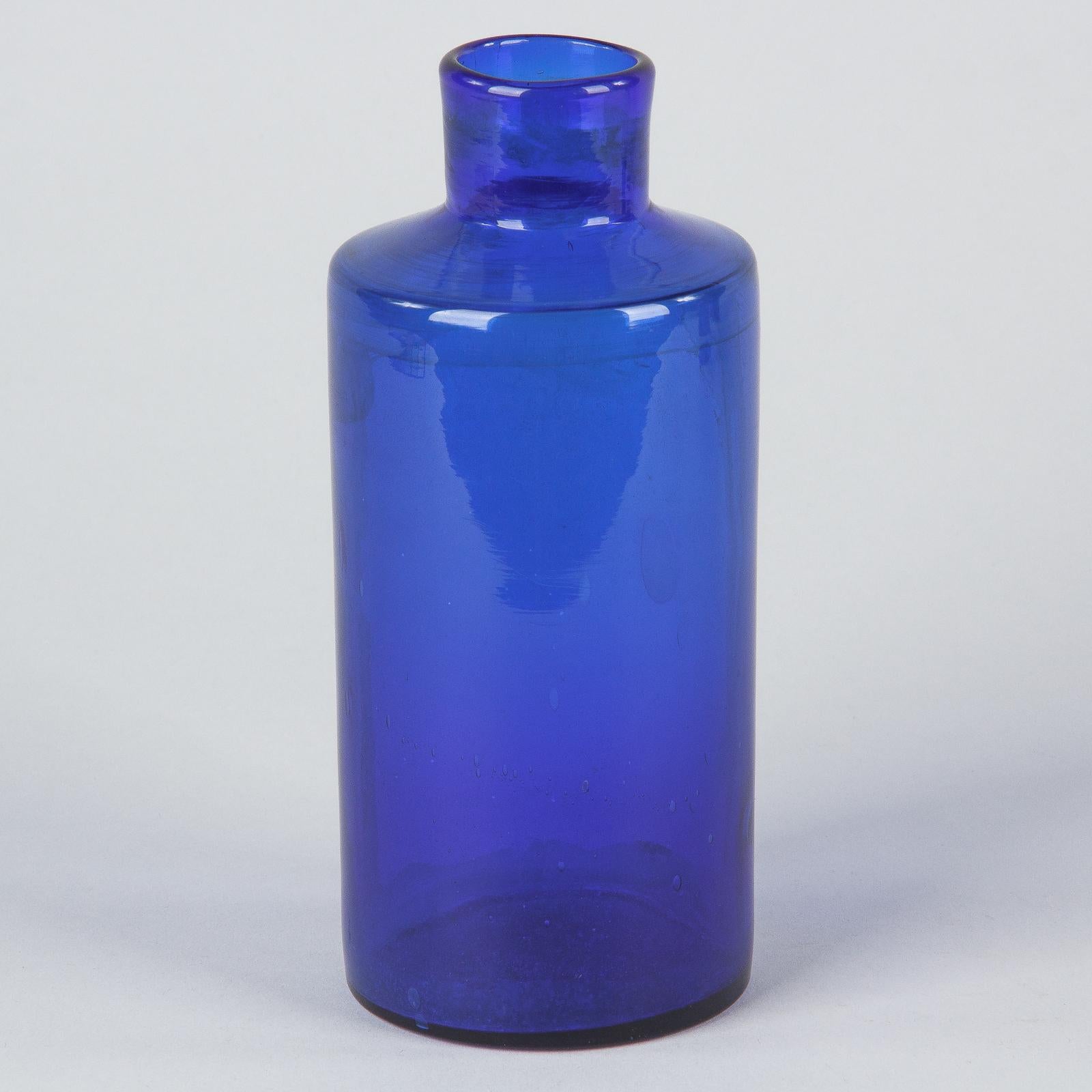 Set of 6 French Cobalt Blue Pharmacy Bottles, 1930s 6