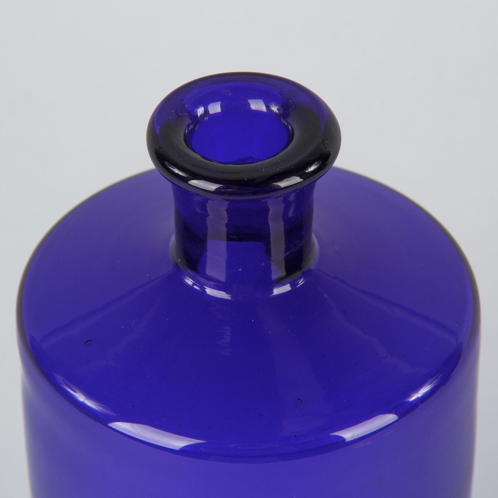 Set of 6 French Cobalt Blue Pharmacy Bottles, 1930s 10