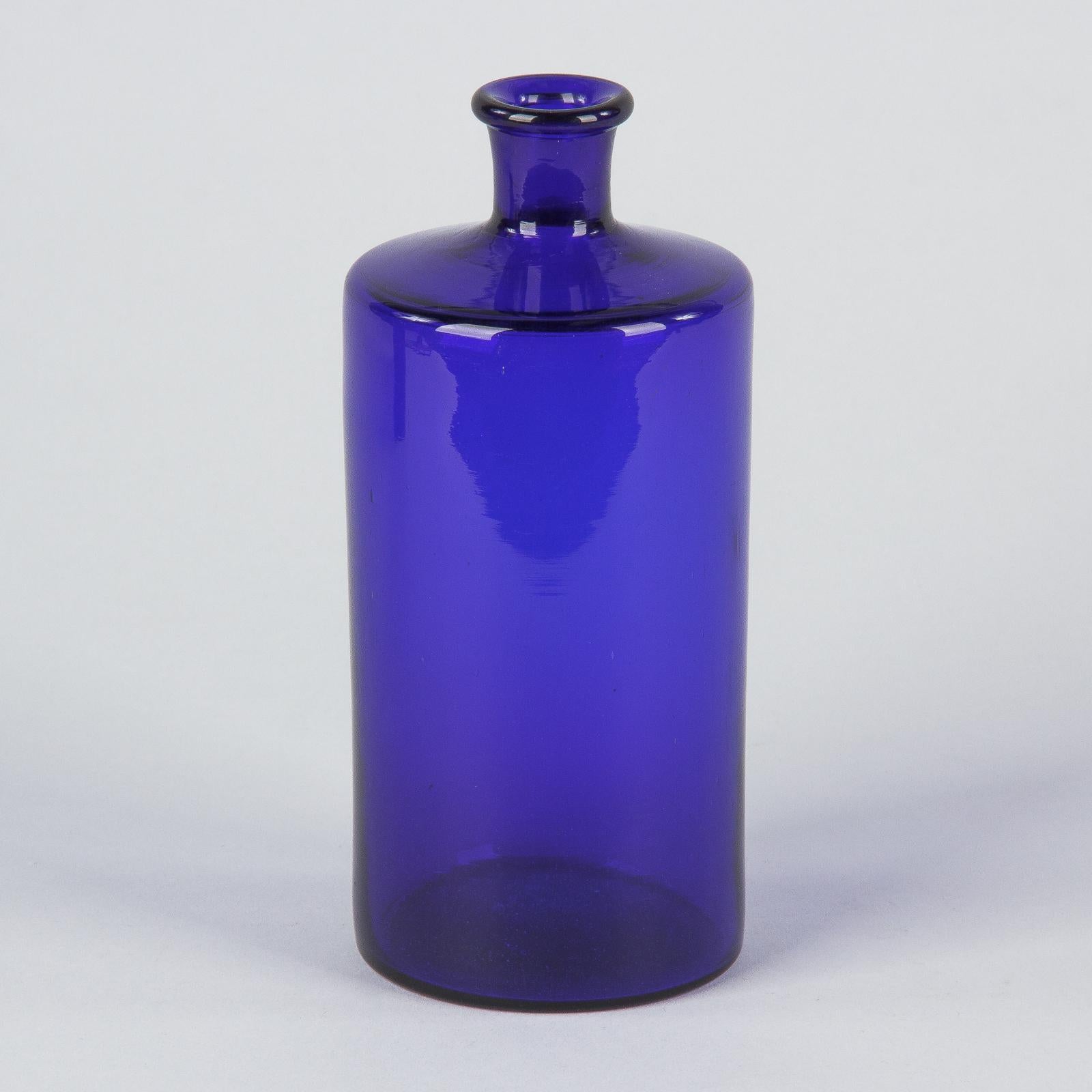 Set of 6 French Cobalt Blue Pharmacy Bottles, 1930s 11