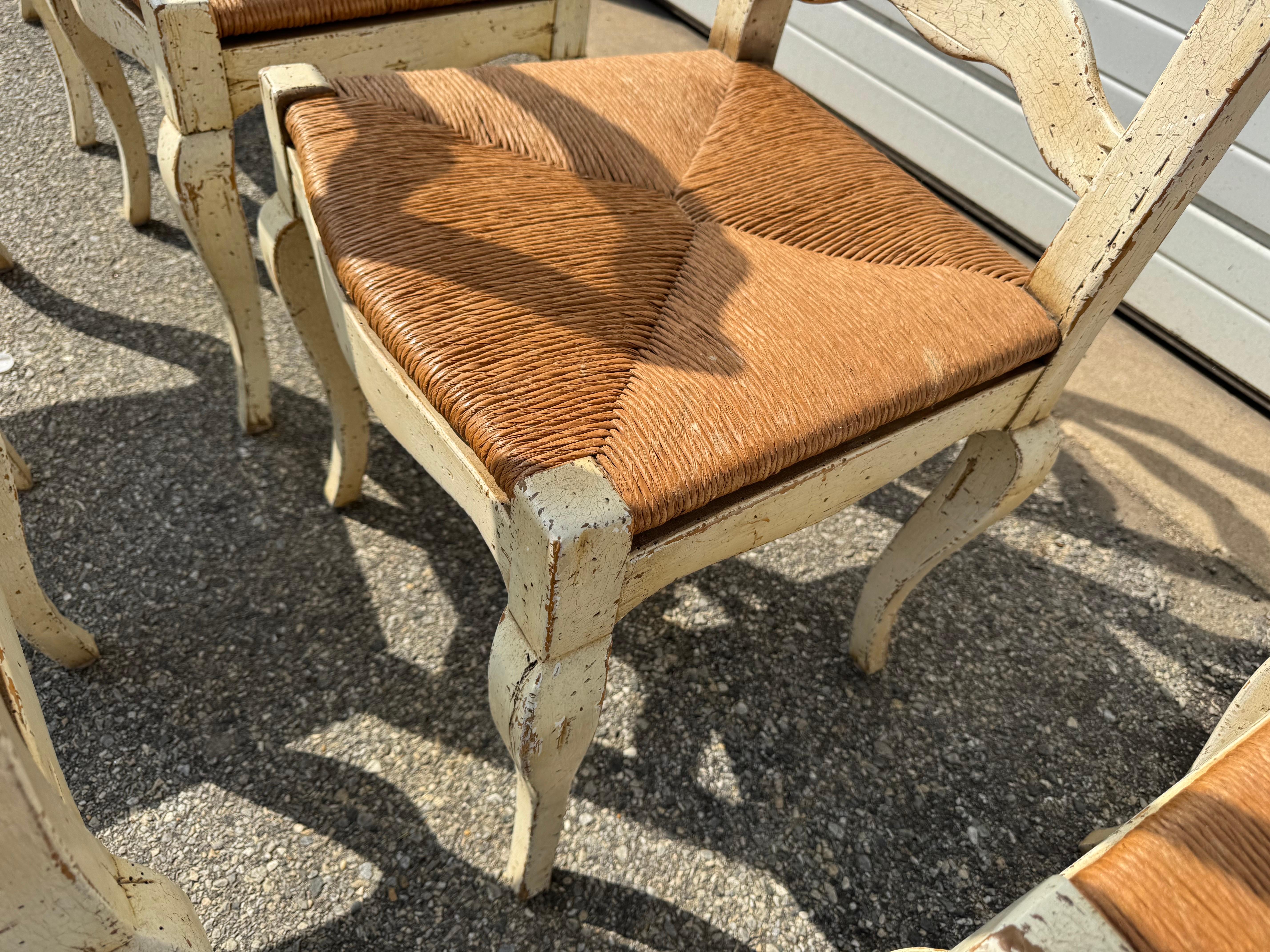 Ensemble de 6 chaises de salle à manger à dossier échelonné Antique French Country en vente 7