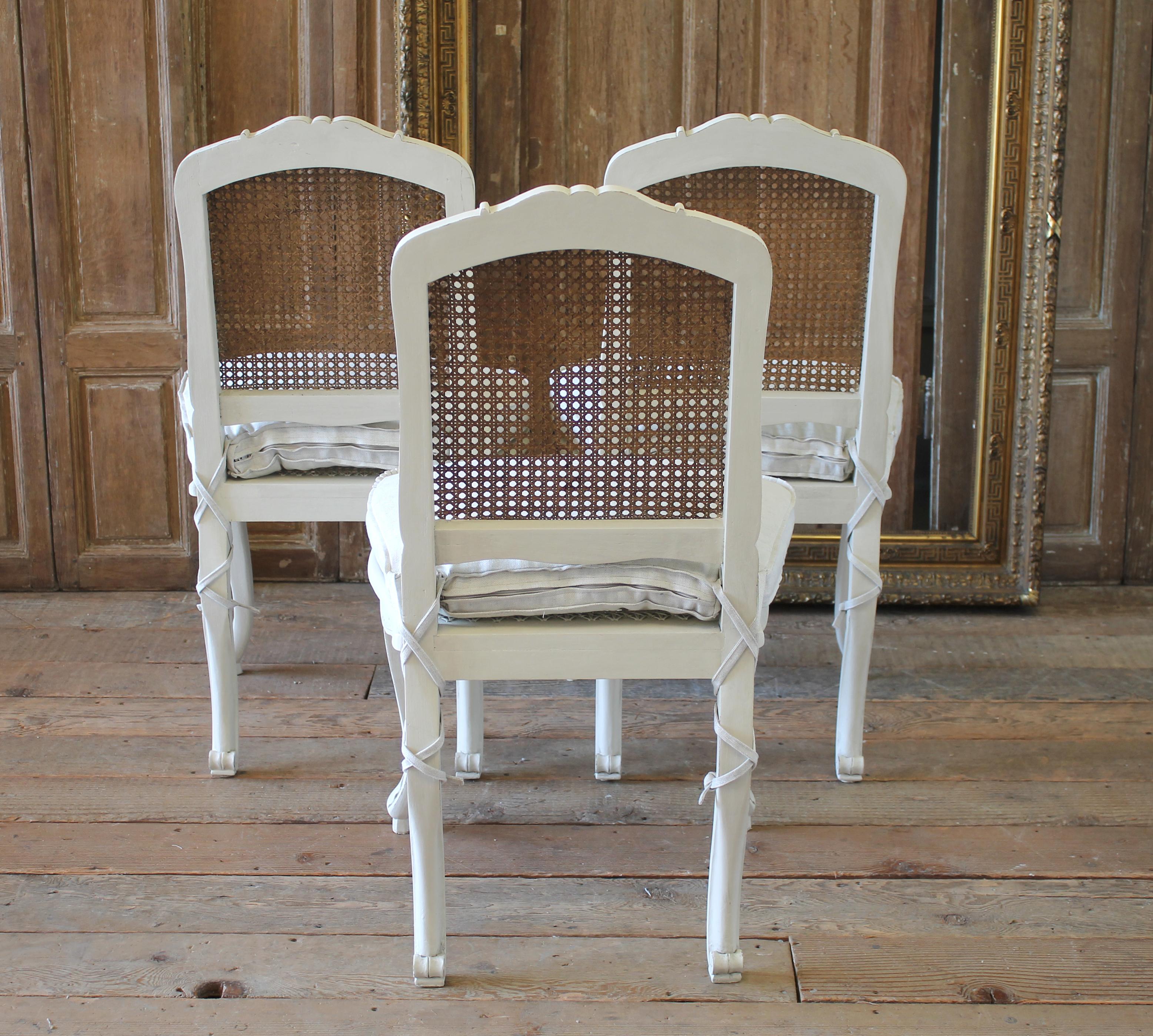 Set of 6 French Country Louis XV Style Cane Back Dining Chairs 6