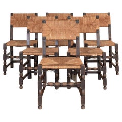 Set of 6 French Dining Chairs in the Style of Charles Dudouyt