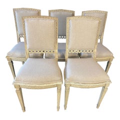 Set of 6 French Early 19th Century Intricately Carved Dining Chairs