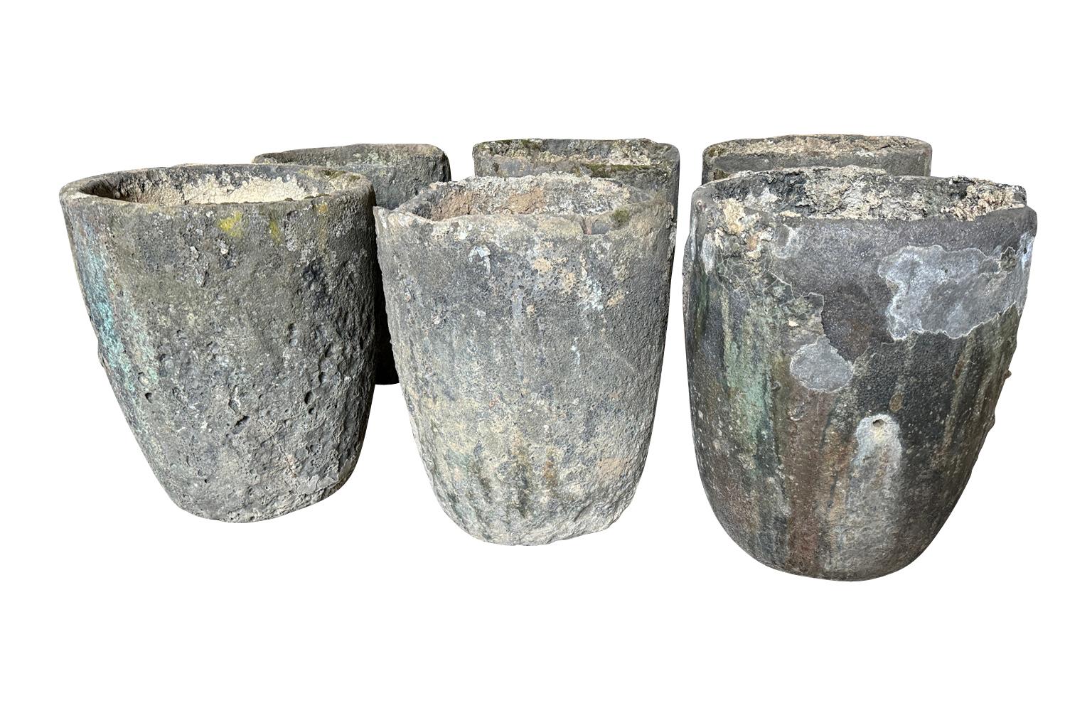 Set of 6 French early 20th century Creuzet - Foundry Pots In Good Condition In Round Top, TX