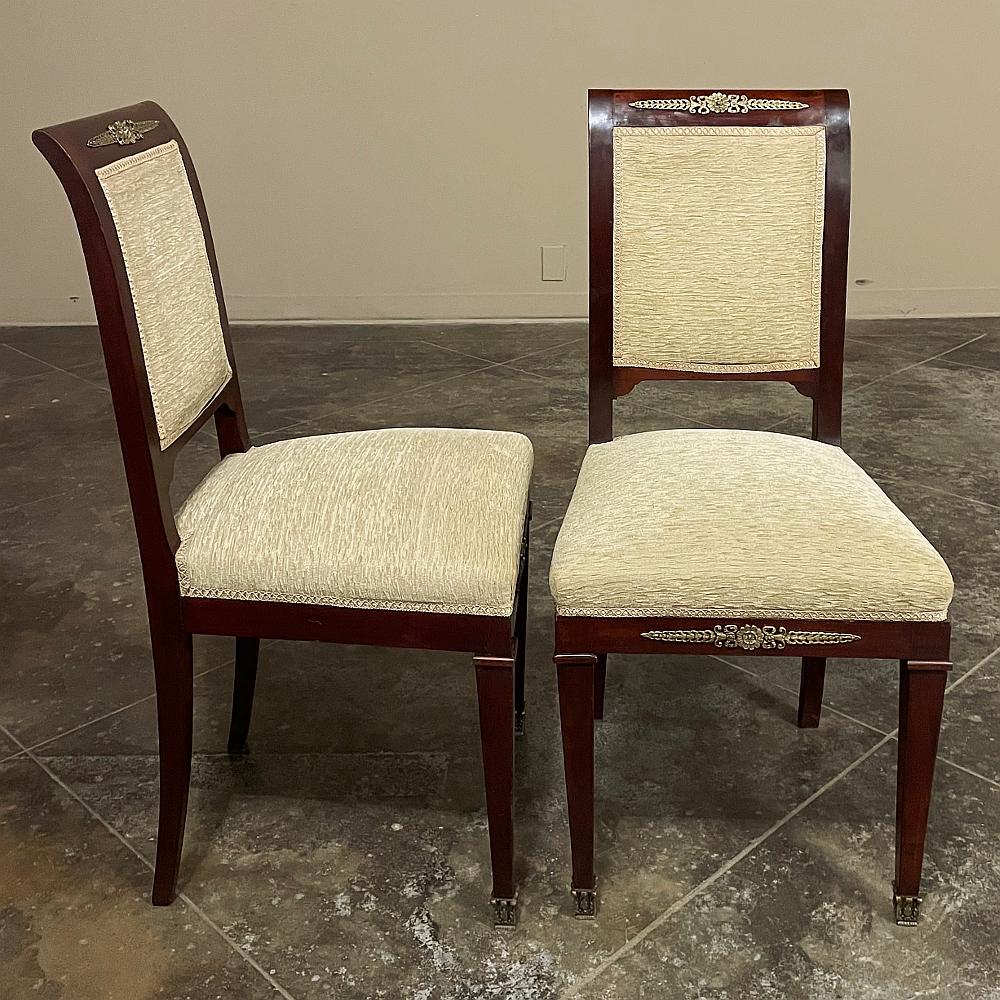 Set of 6 French Empire Dining Chairs in Mahogany with Bronze Mounts For Sale 5
