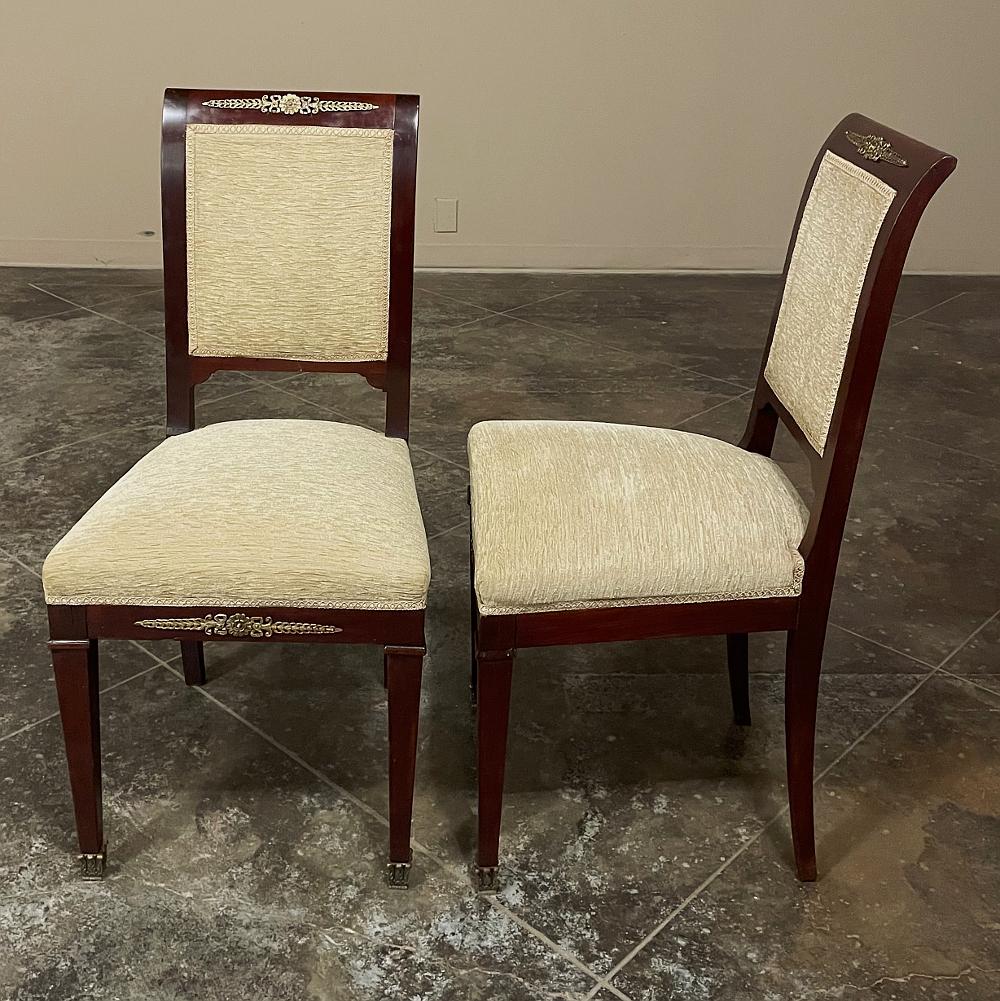 Set of 6 French Empire Dining Chairs in Mahogany with Bronze Mounts For Sale 8