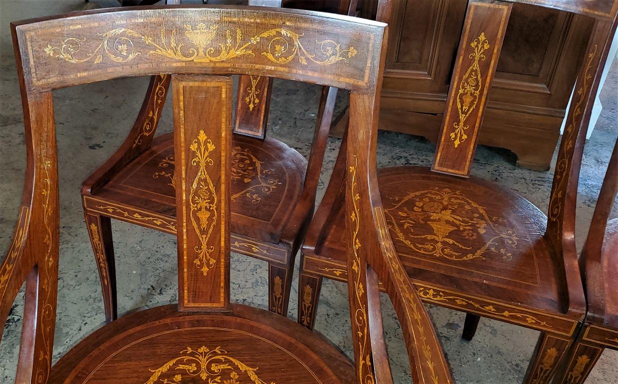 Ensemble de 6 chaises en marqueterie Empire français en vente 3