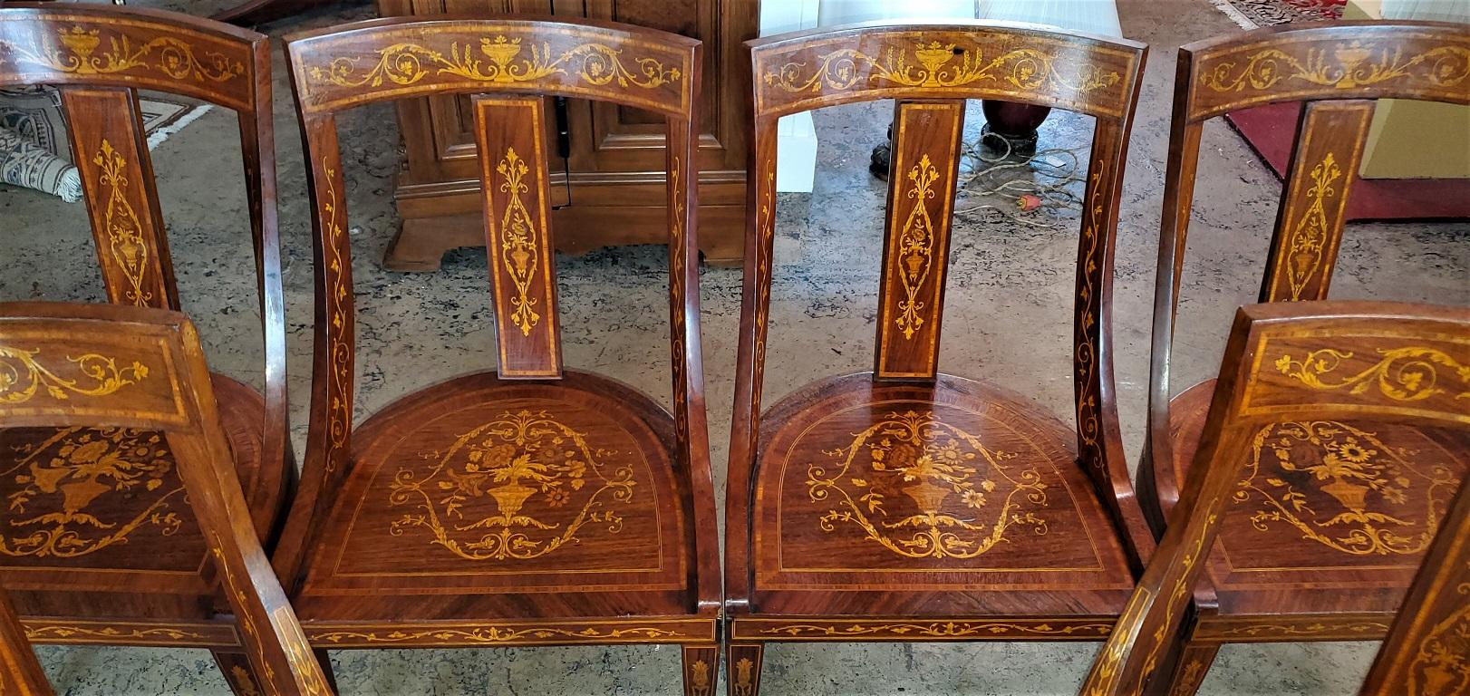 Set of 6 French Empire Marquetry Chairs For Sale 6