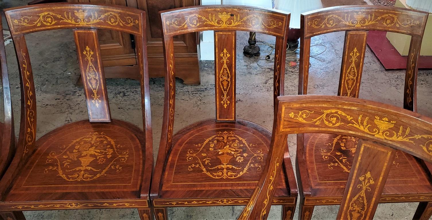 Set of 6 French Empire Marquetry Chairs For Sale 7