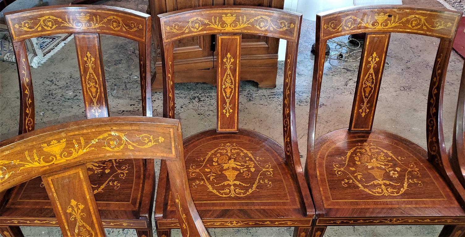 Set of 6 French Empire Marquetry Chairs For Sale 8
