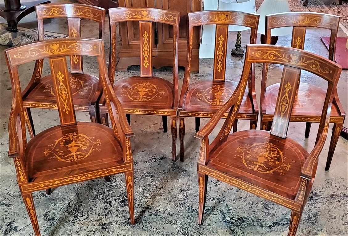 Ensemble de 6 chaises en marqueterie Empire français en vente 7
