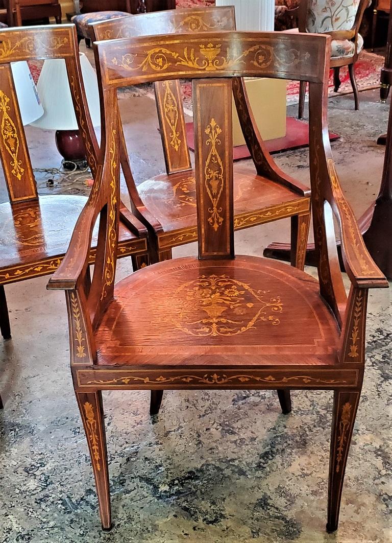 Set of 6 French Empire Marquetry Chairs For Sale 10