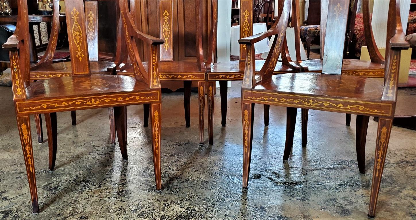 Ensemble de 6 chaises en marqueterie Empire français en vente 9