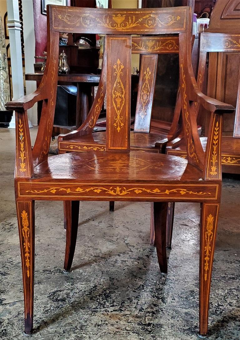 Set of 6 French Empire Marquetry Chairs For Sale 12