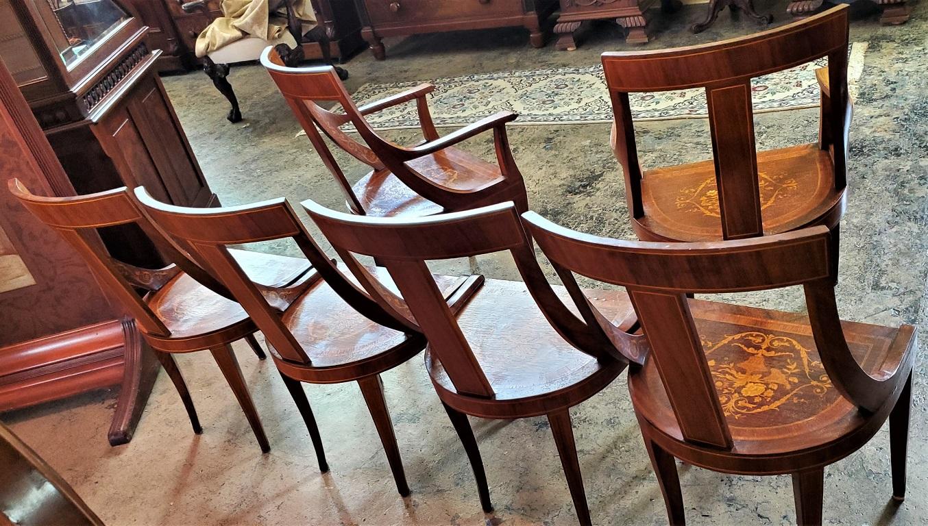 Set of 6 French Empire Marquetry Chairs For Sale 13