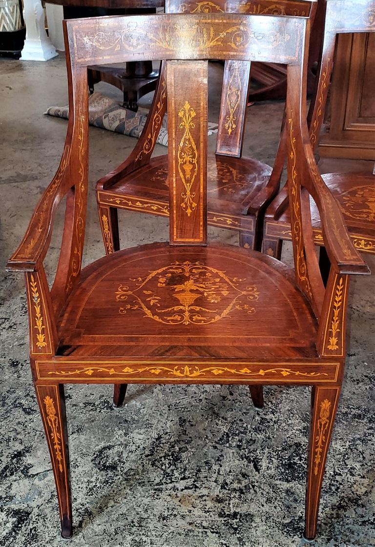 Set of 6 French Empire Marquetry Chairs For Sale 2