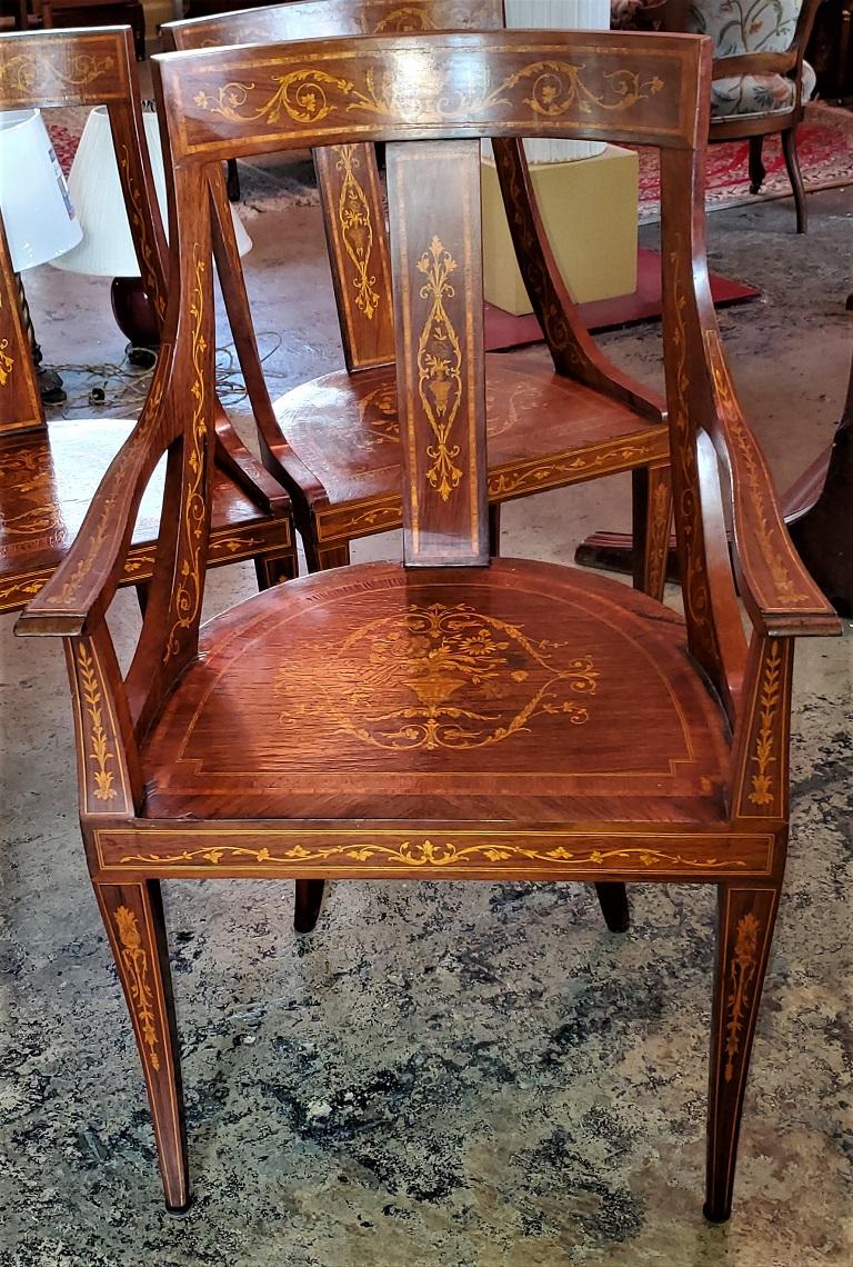Set of 6 French Empire Marquetry Chairs For Sale 3