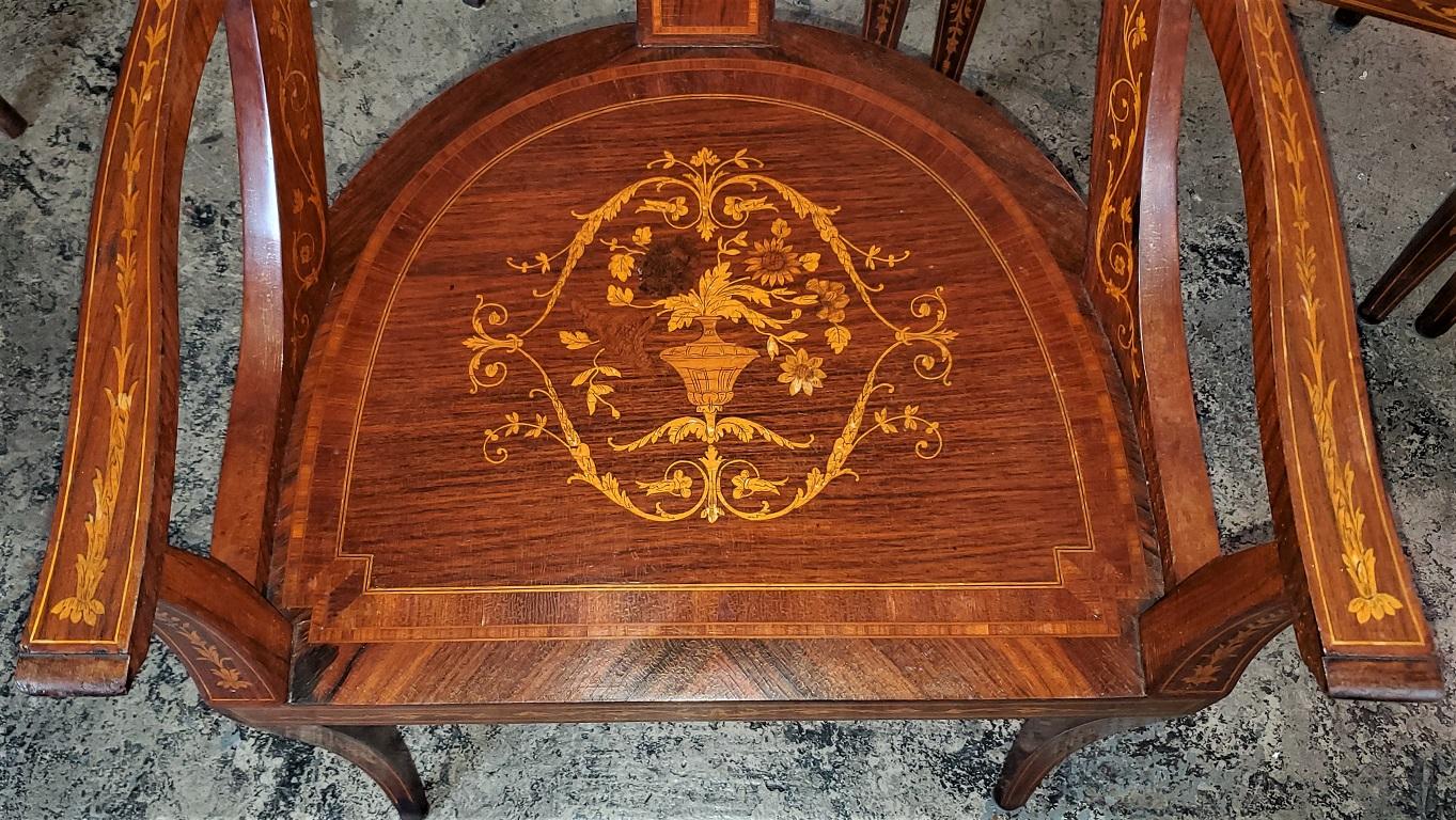 Set of 6 French Empire Marquetry Chairs For Sale 4