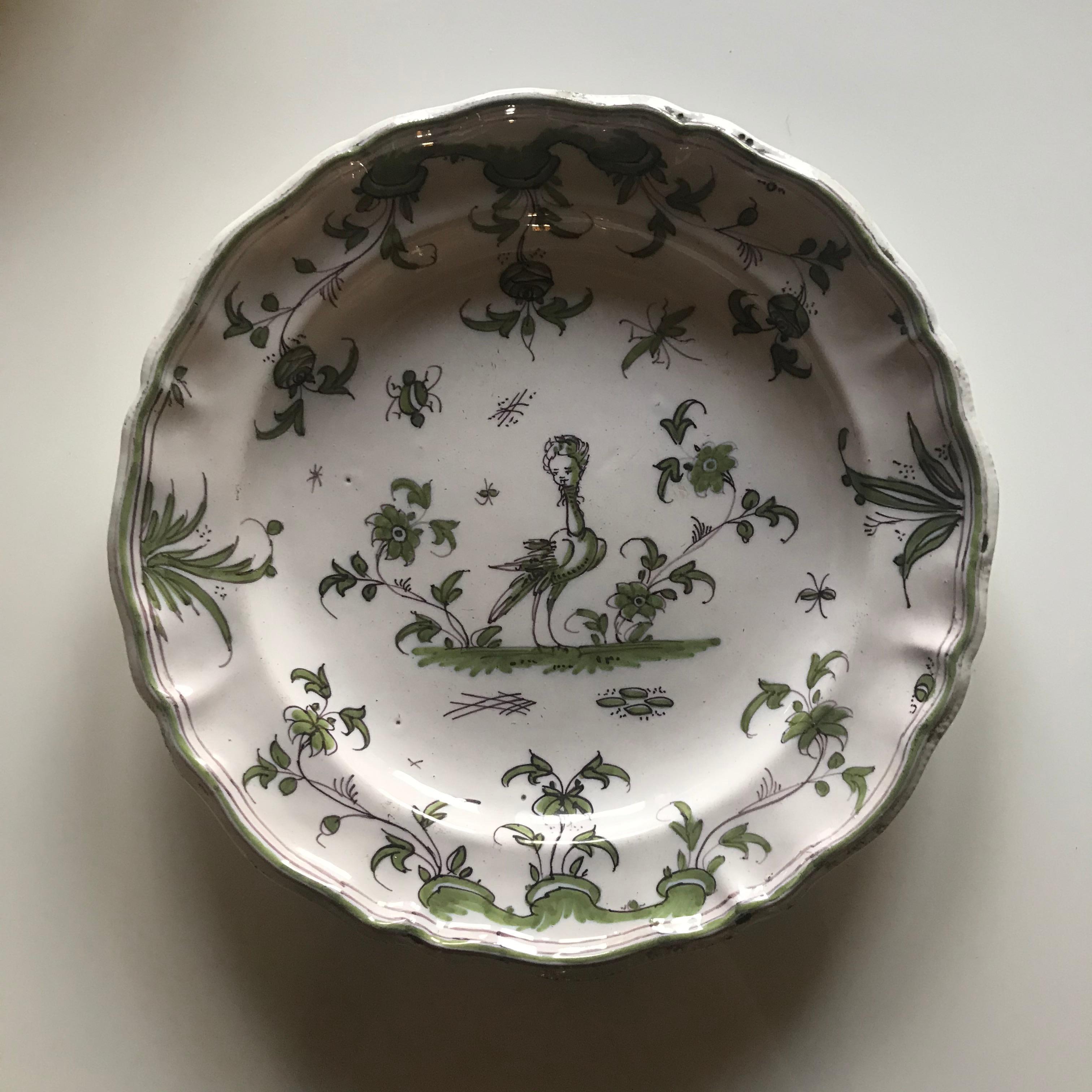 Set of 6 French Faience Plates 18th Century by Moustiers In Good Condition In Limerick, IE