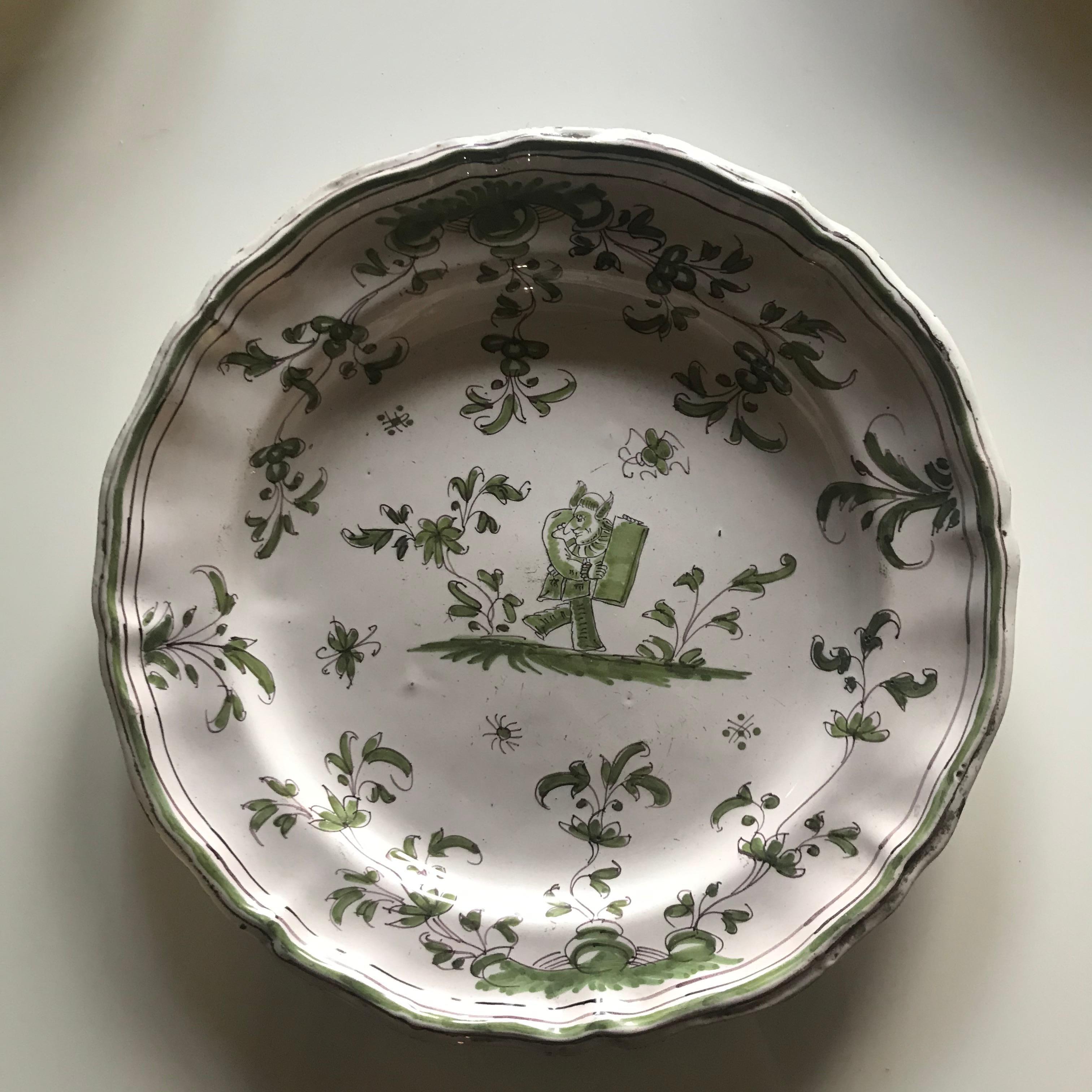 Set of 6 French Faience Plates 18th Century by Moustiers 1