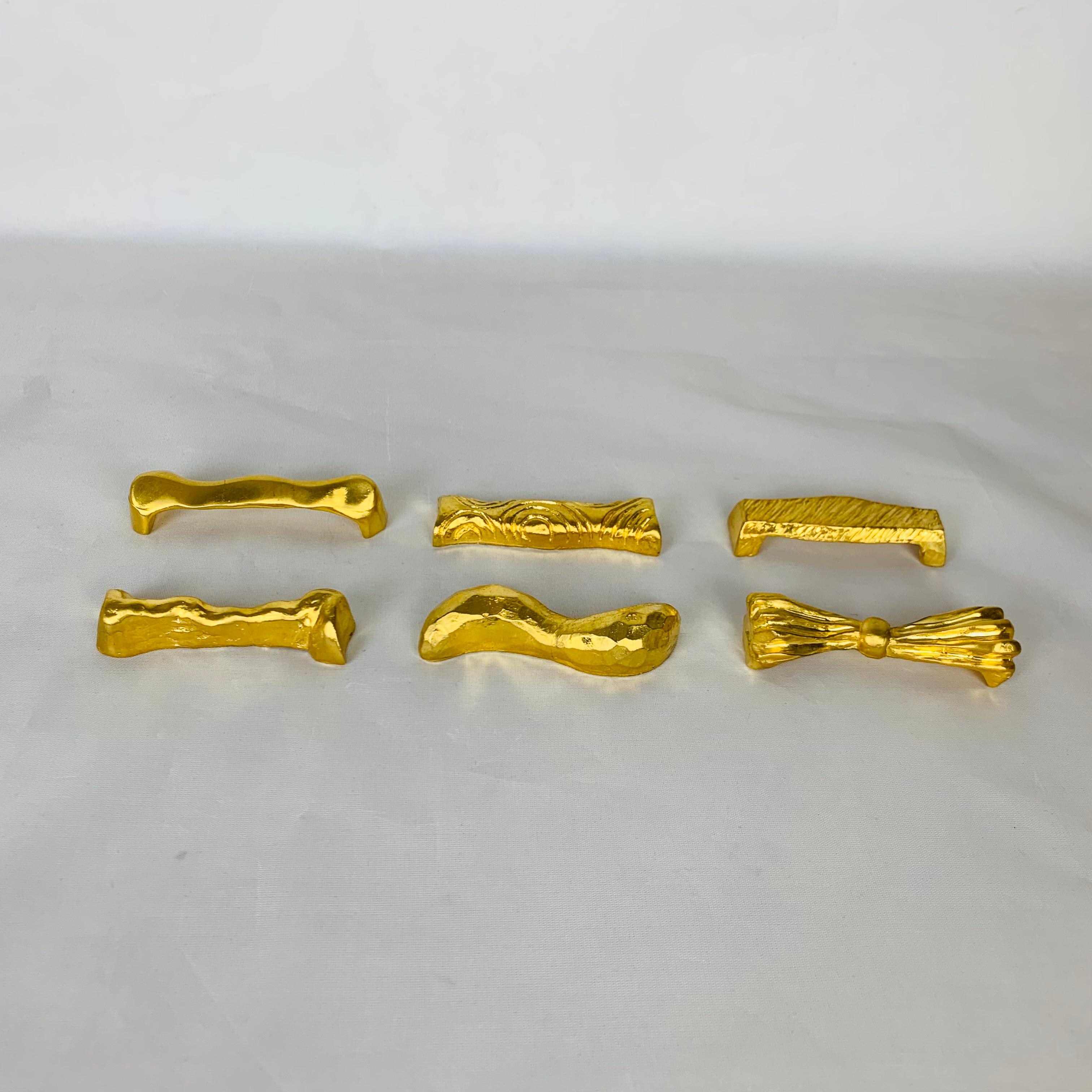 6 Messerablagen aus französischer Goldbronze von Daniel Podva, Série Rare Paris im Angebot 5