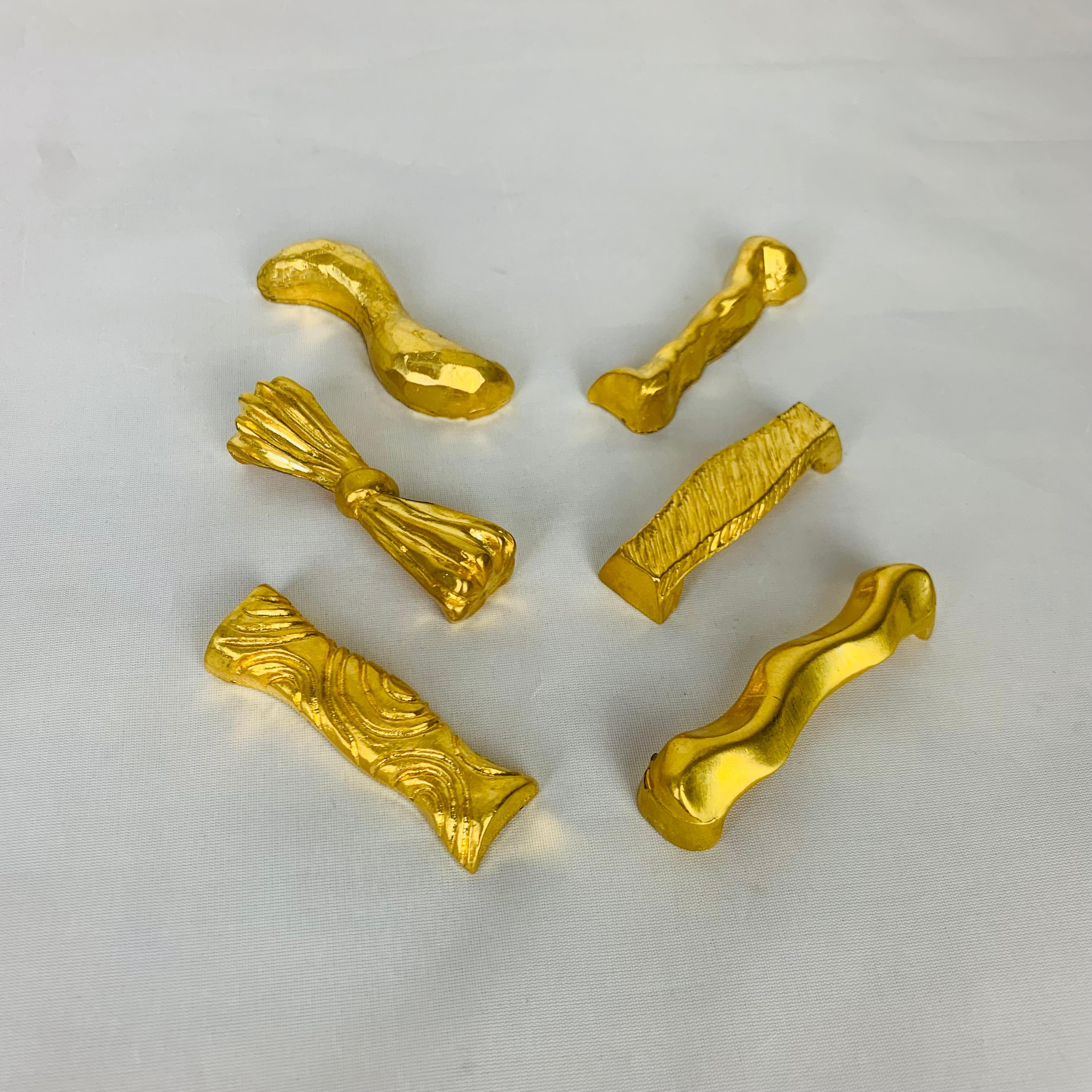 6 Messerablagen aus französischer Goldbronze von Daniel Podva, Série Rare Paris (Organische Moderne) im Angebot