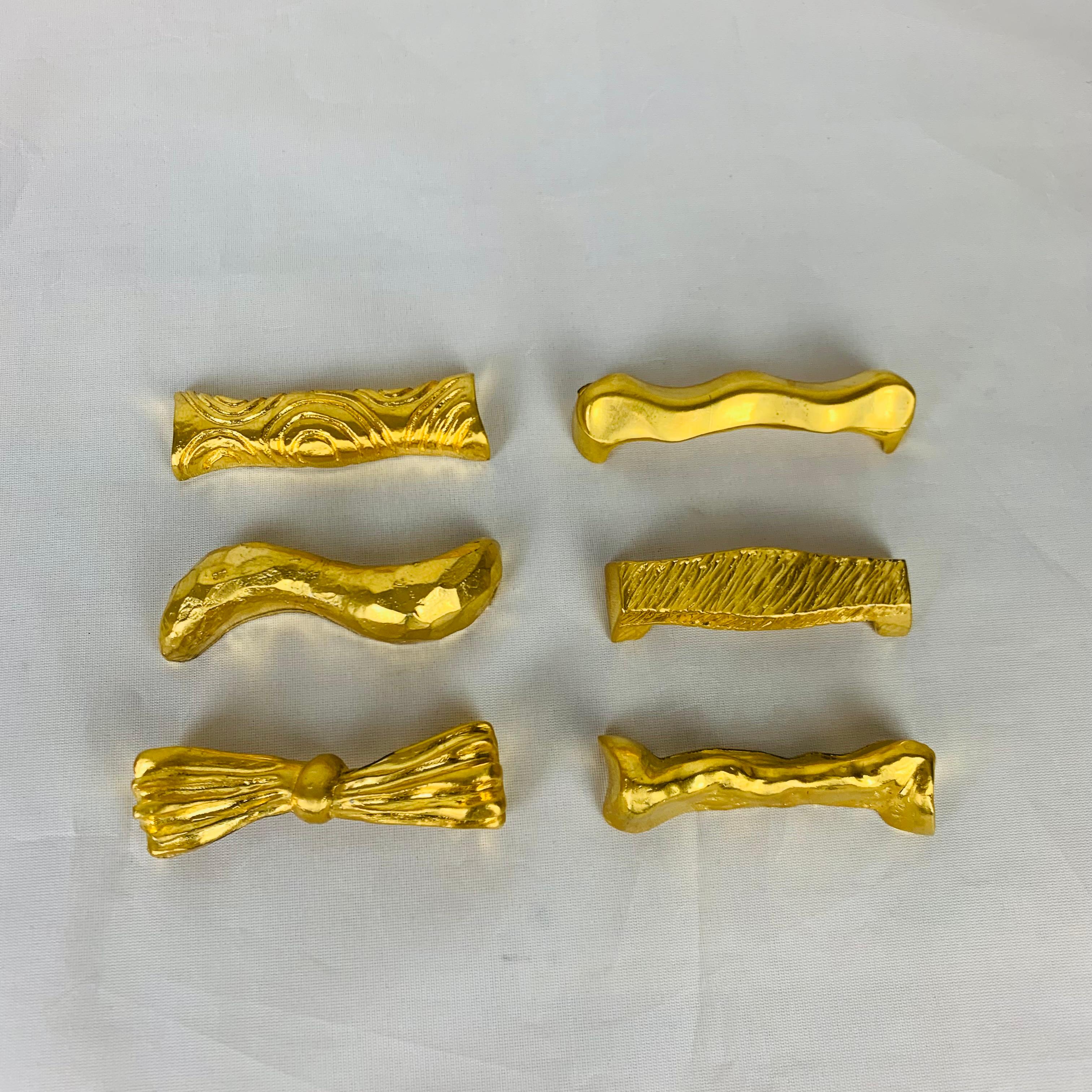 6 Messerablagen aus französischer Goldbronze von Daniel Podva, Série Rare Paris im Zustand „Hervorragend“ im Angebot in BELFORT, FR