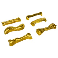 6 Messerablagen aus französischer Goldbronze von Daniel Podva, Série Rare Paris
