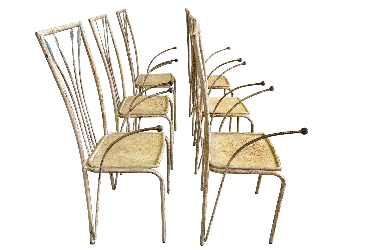 Fer Ensemble de 6 chaises de jardin en fer français en vente