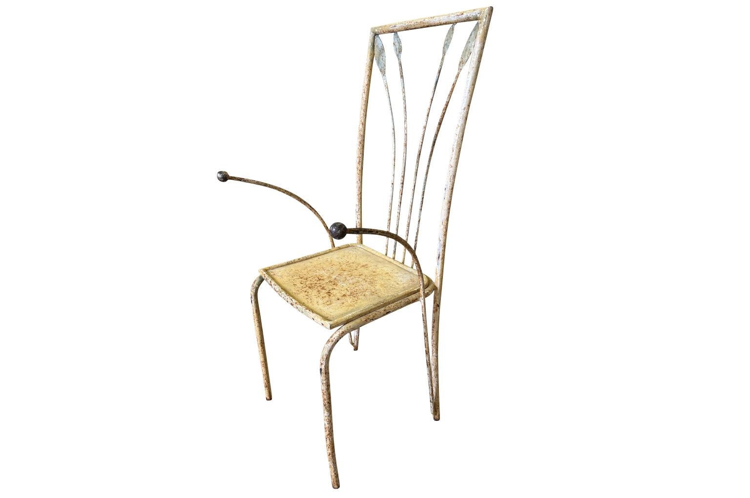 Ensemble de 6 chaises de jardin en fer français en vente 1