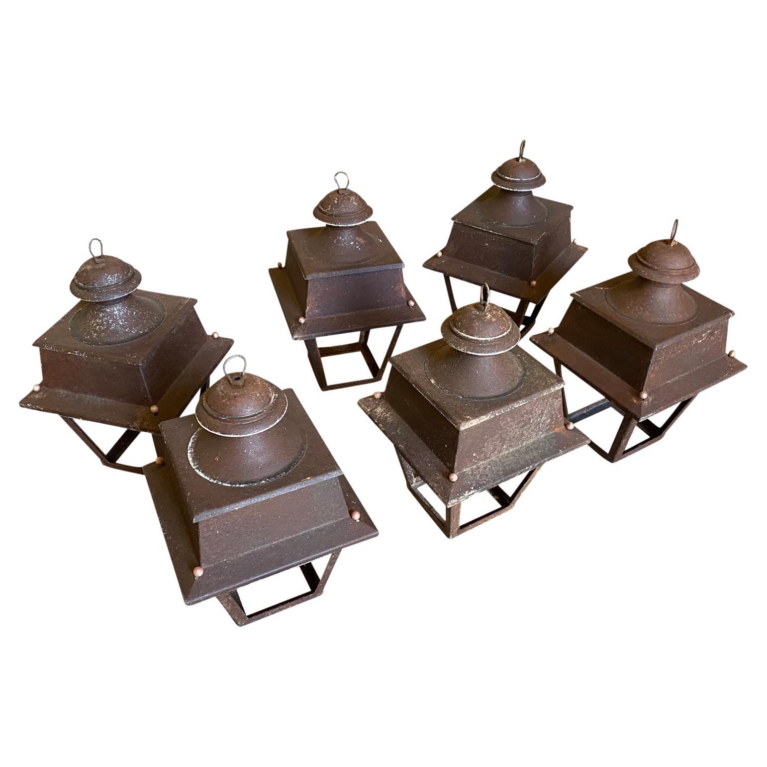 Set of 6 French Iron Lanterns