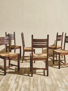 Set of 6 French Ladder Back Chairs with Woven Seats