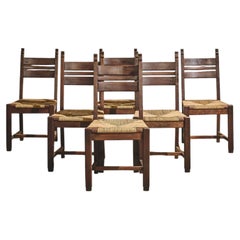 Set of 6 French Ladder Back Chairs with Woven Seats