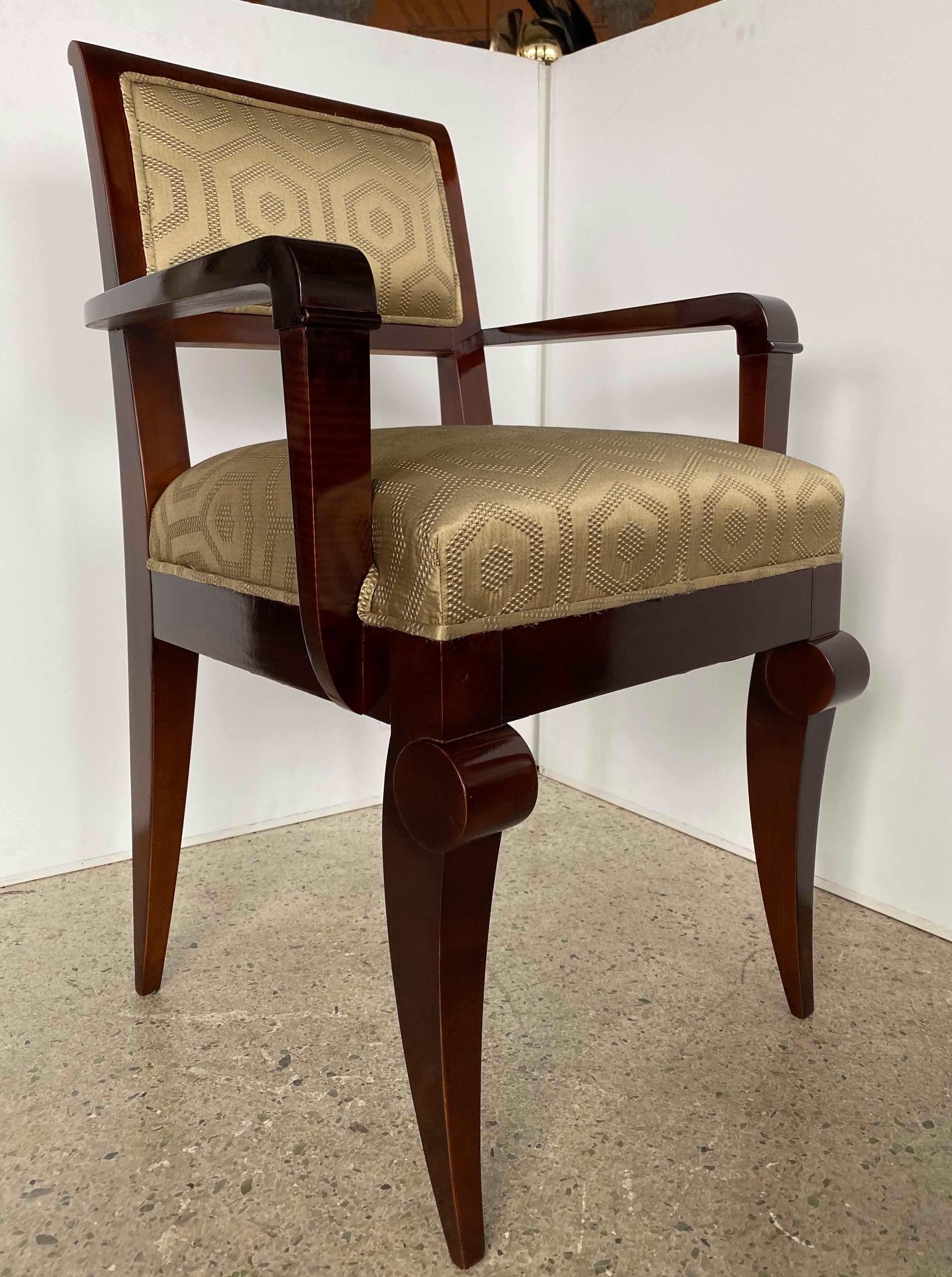 Set of 6 French Late Art Deco Amboyna Dining/Armchairs, Jules Leleu In Good Condition For Sale In Hollywood, FL