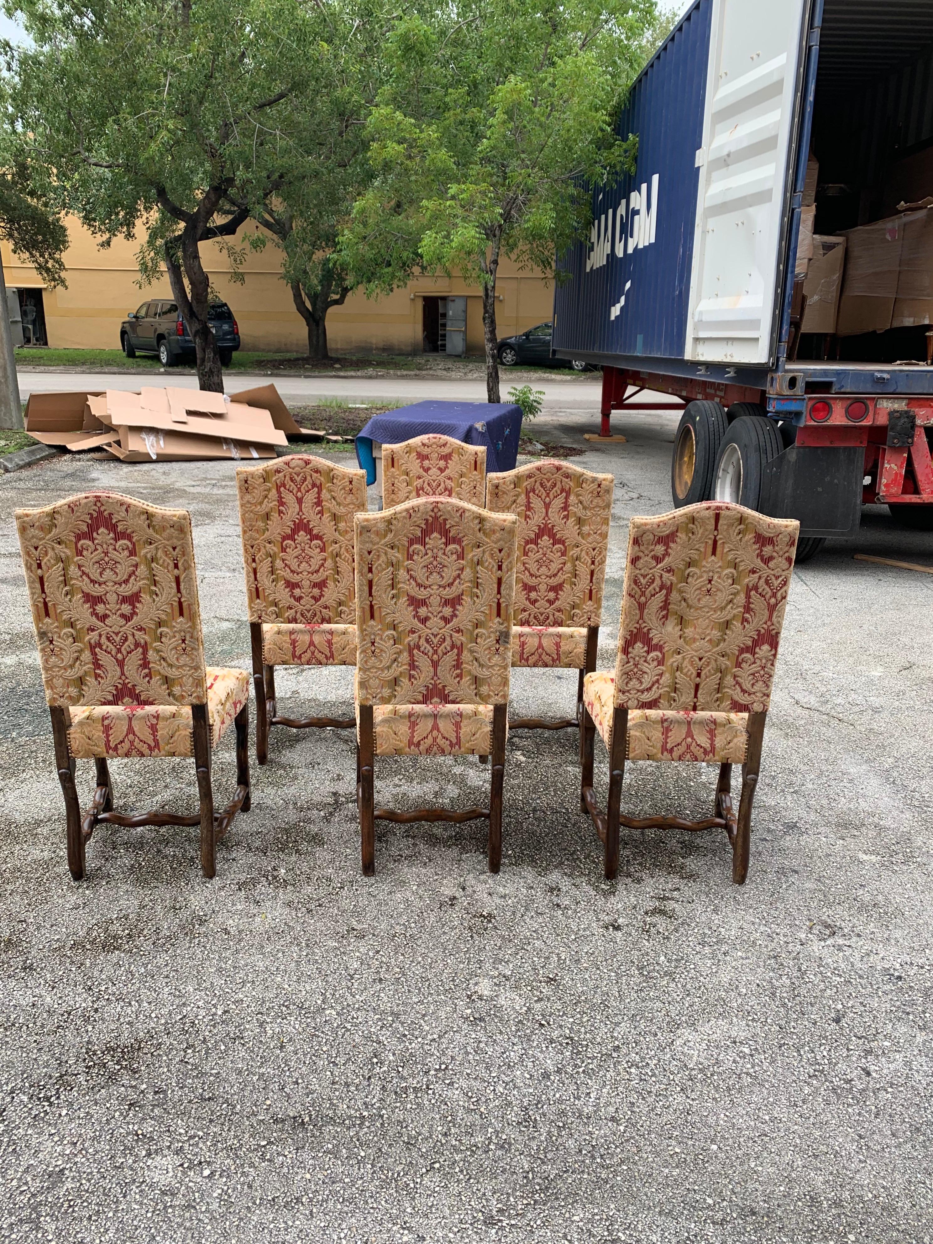 Set of 6  French Louis XIII Style Os De Mouton Dining Chairs, 1900s For Sale 5