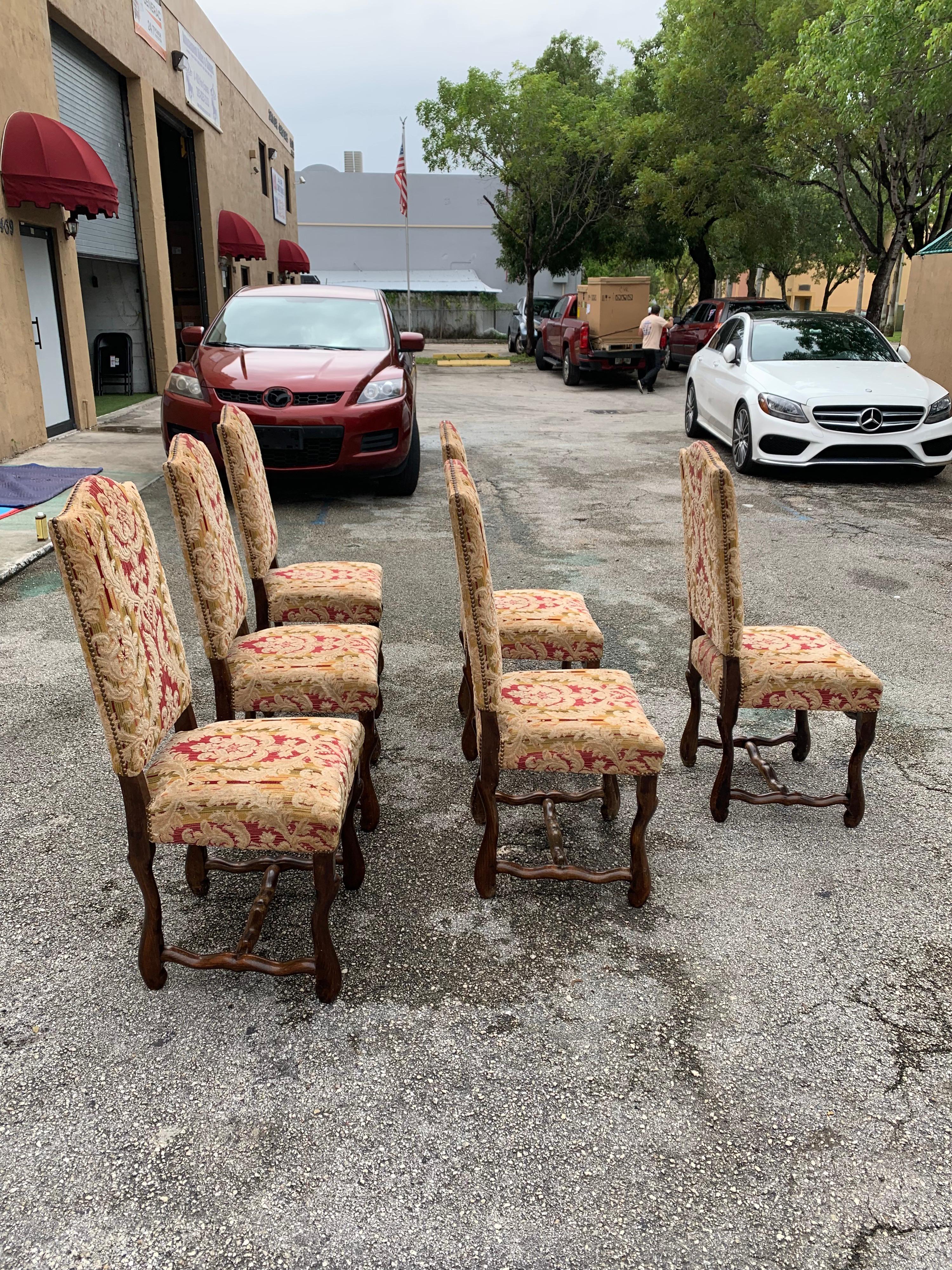 Set of 6  French Louis XIII Style Os De Mouton Dining Chairs, 1900s For Sale 7