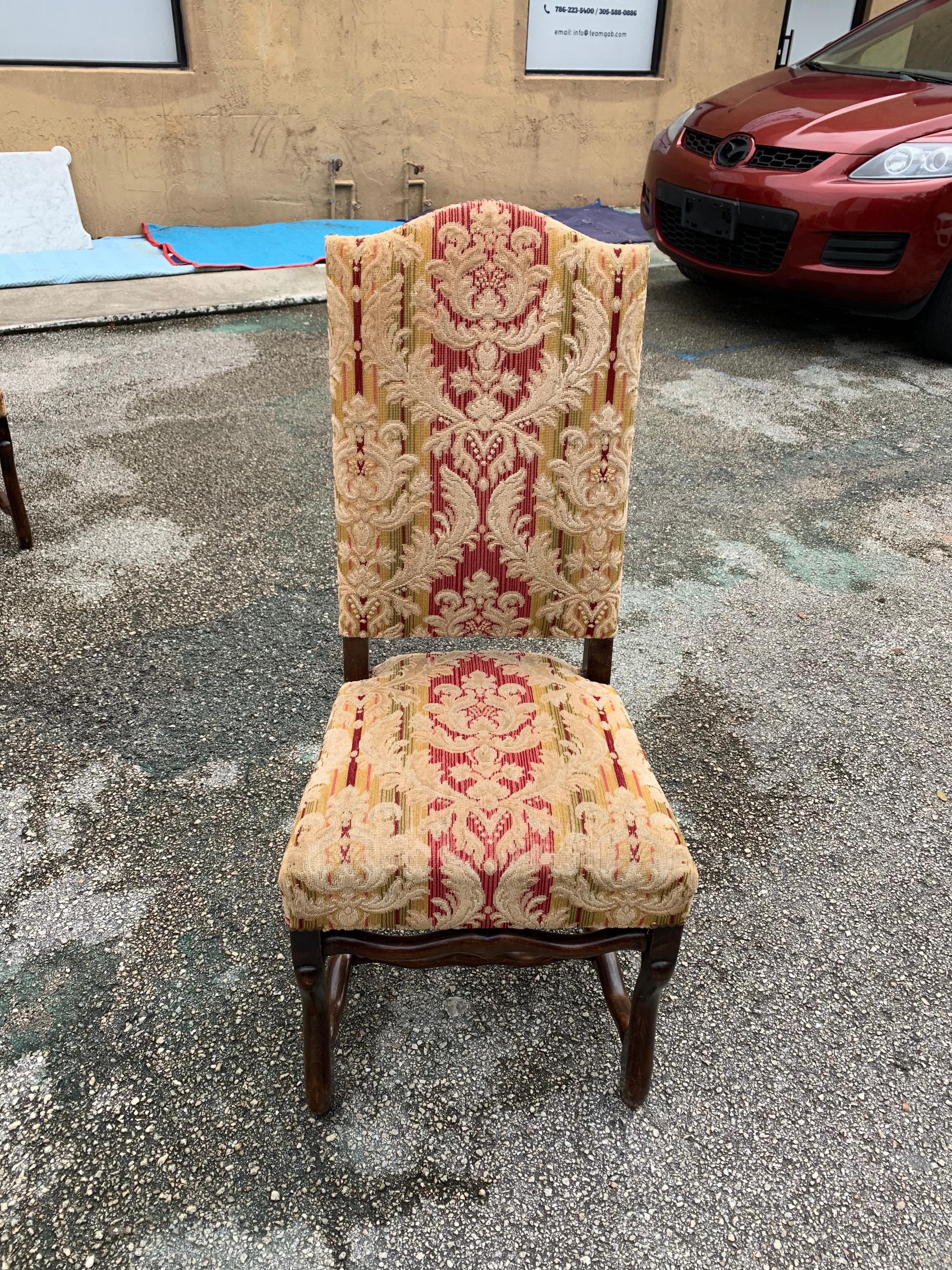 Set of 6  French Louis XIII Style Os De Mouton Dining Chairs, 1900s For Sale 9