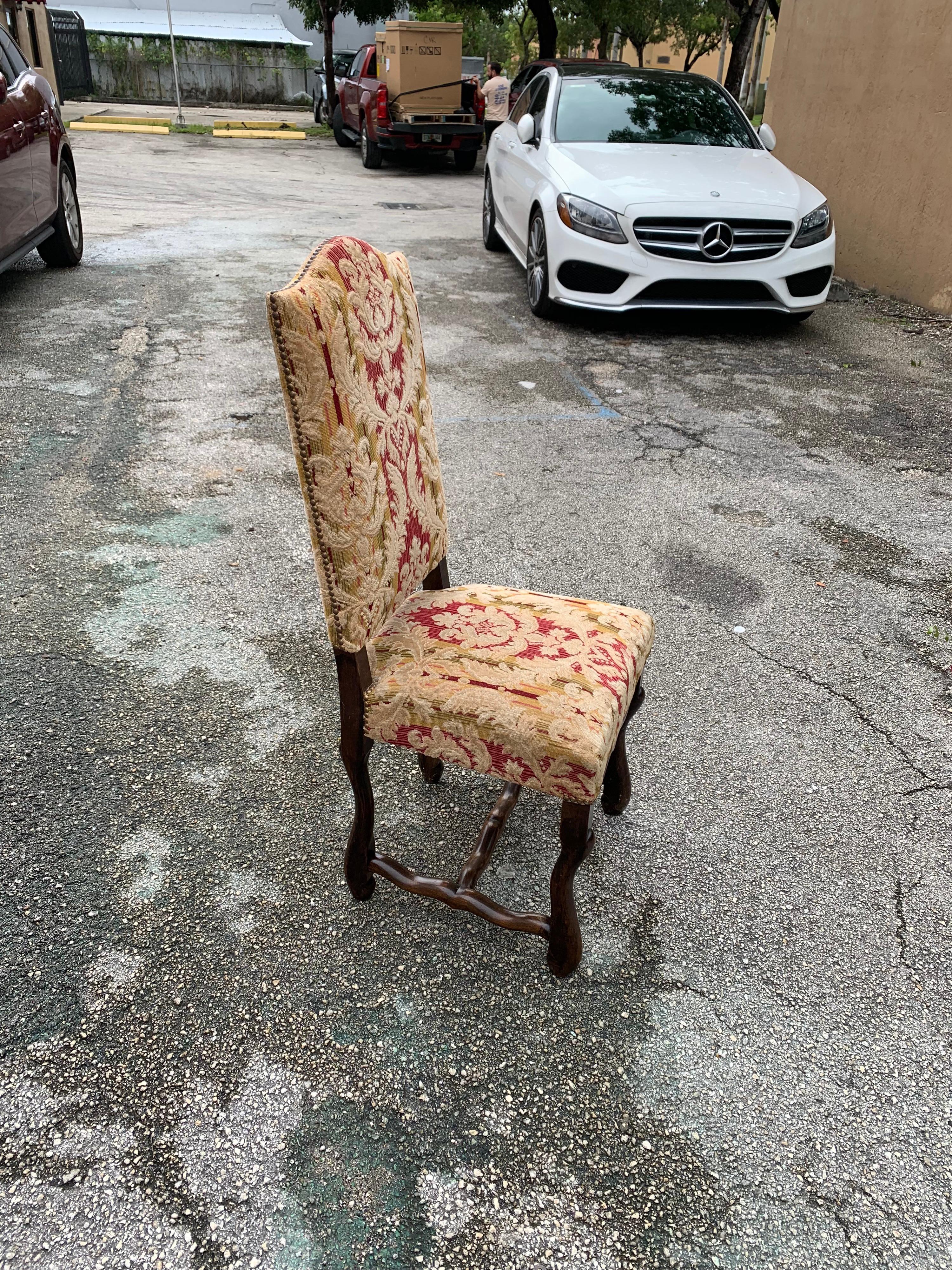 Set of 6  French Louis XIII Style Os De Mouton Dining Chairs, 1900s For Sale 10