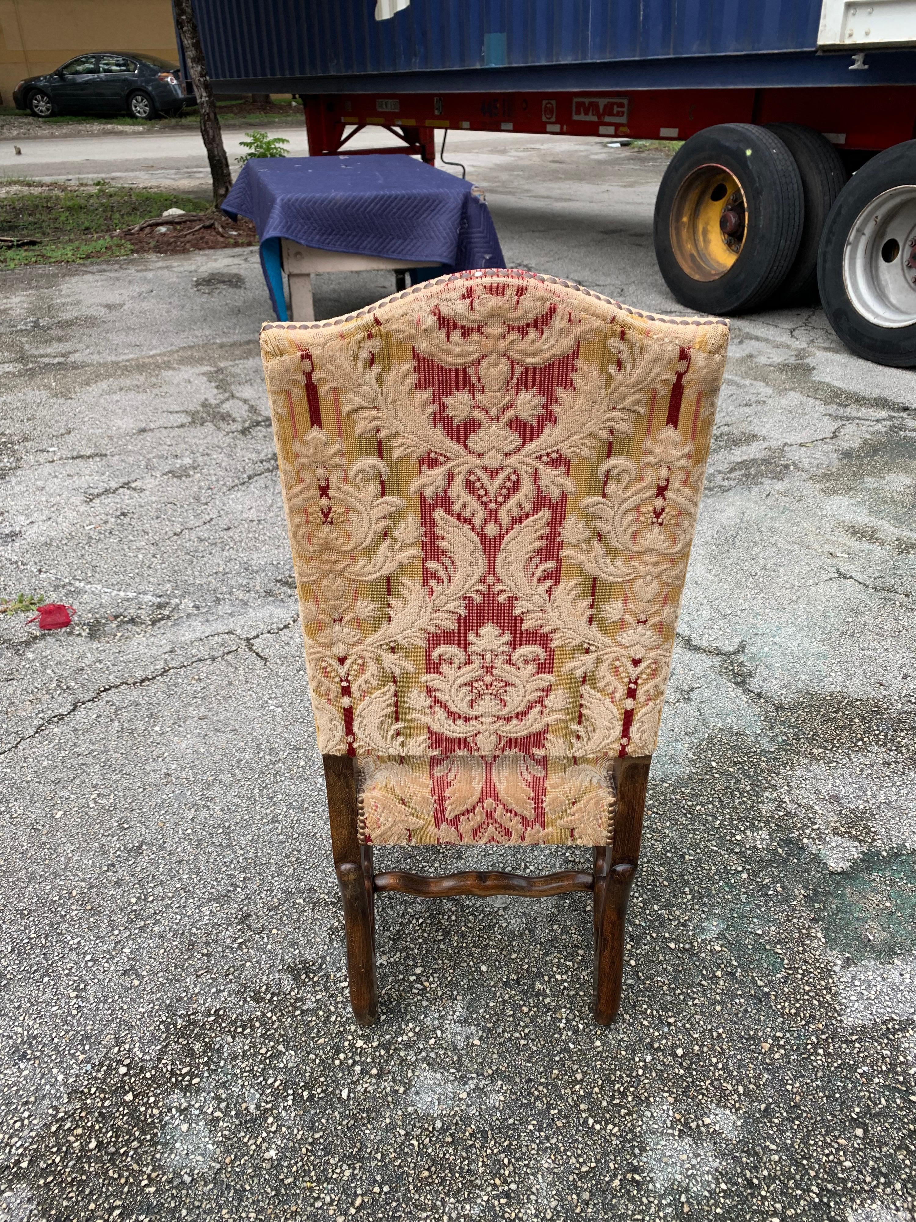 Set of 6  French Louis XIII Style Os De Mouton Dining Chairs, 1900s For Sale 11